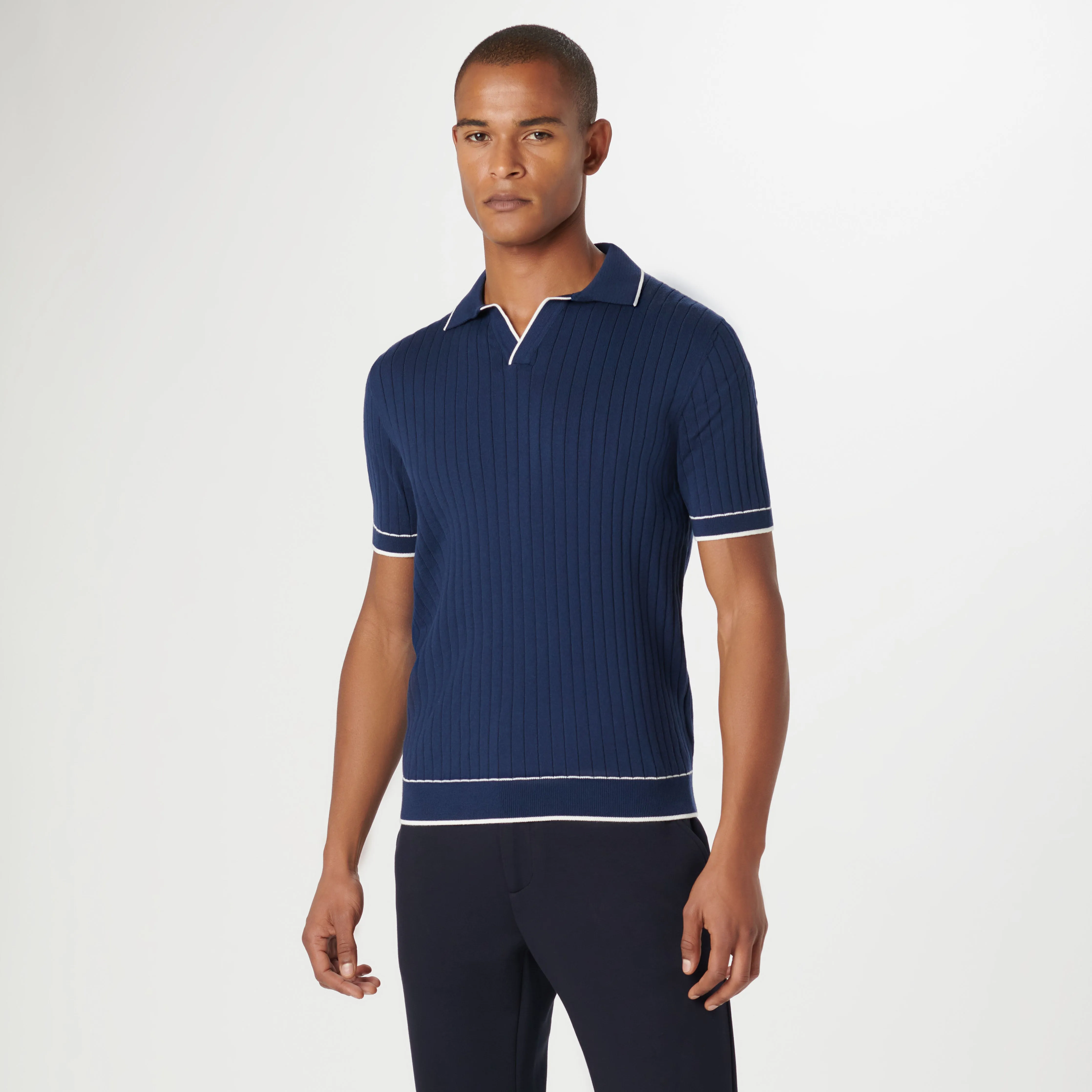 Rib Stitch Short Sleeve Johnny Sweater sold by Bugatchi product image thumbnail 3