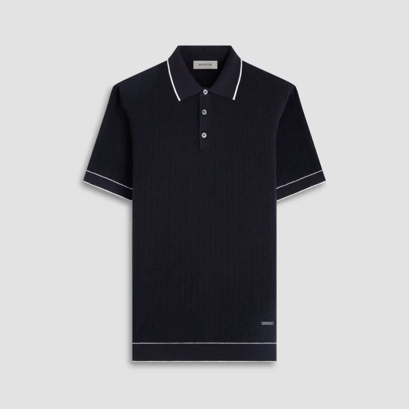 Basket Stitch Three Button Polo Sweater sold by Bugatchi