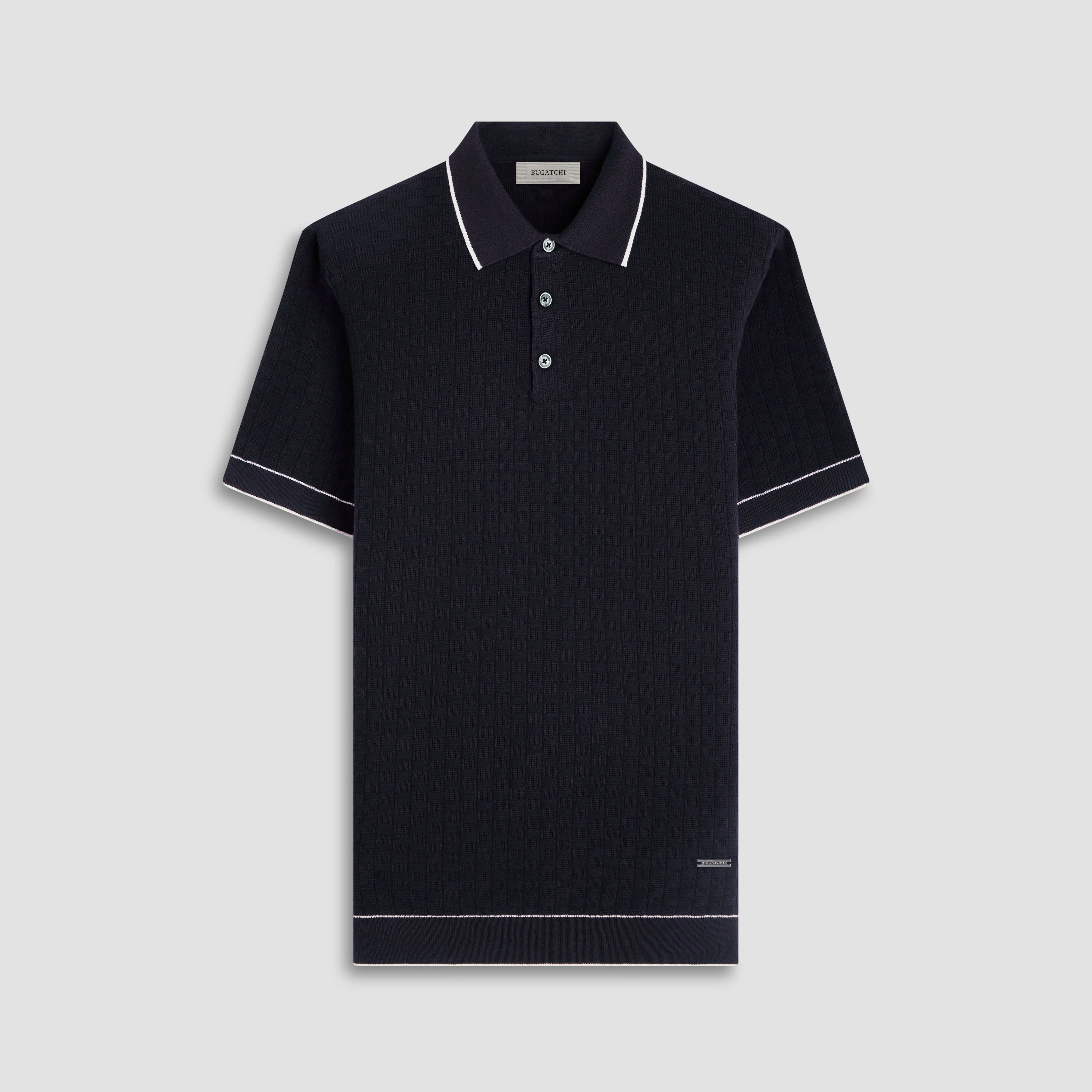 Basket Stitch Three Button Polo Sweater sold by Bugatchi