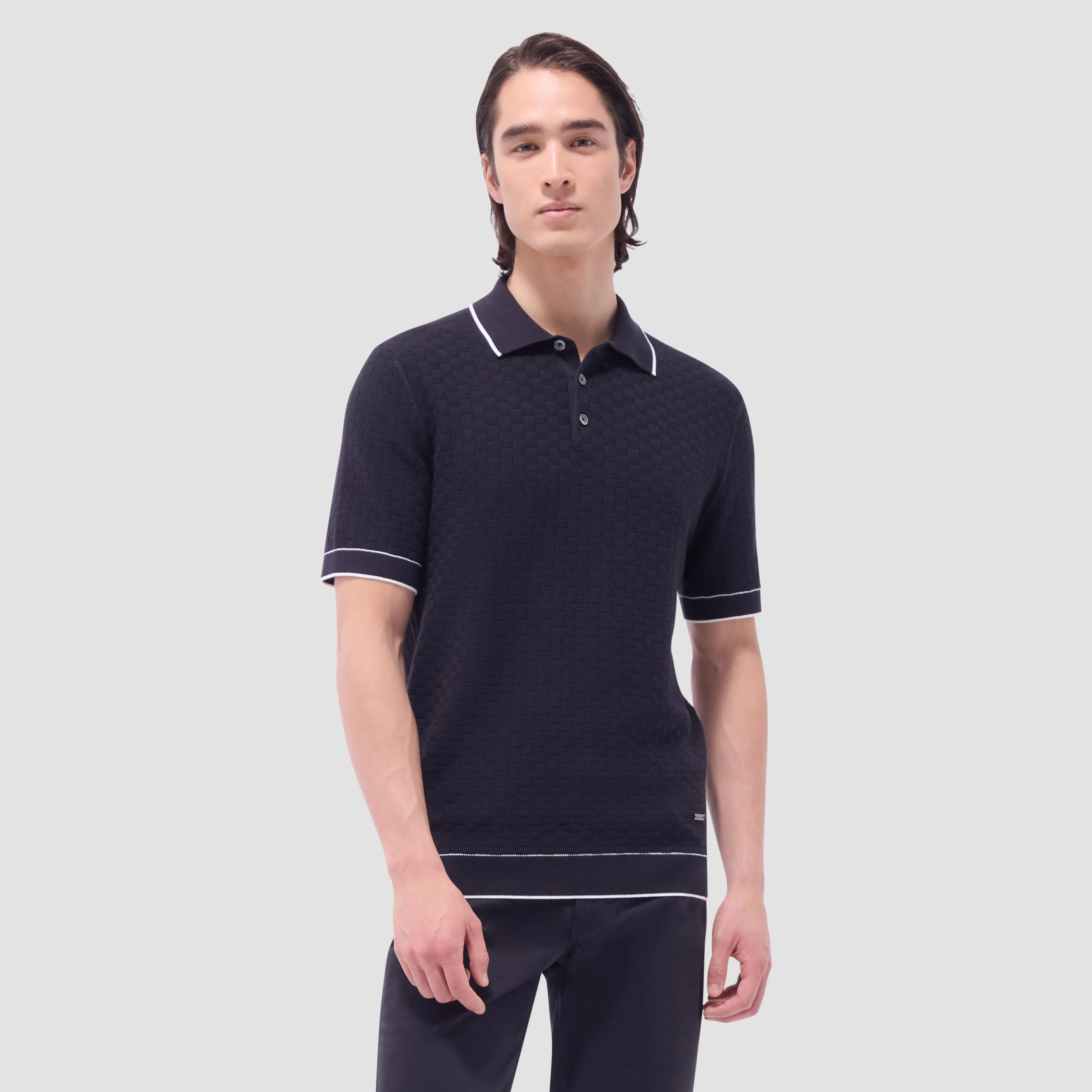 Basket Stitch Three Button Polo Sweater sold by Bugatchi product image thumbnail 2