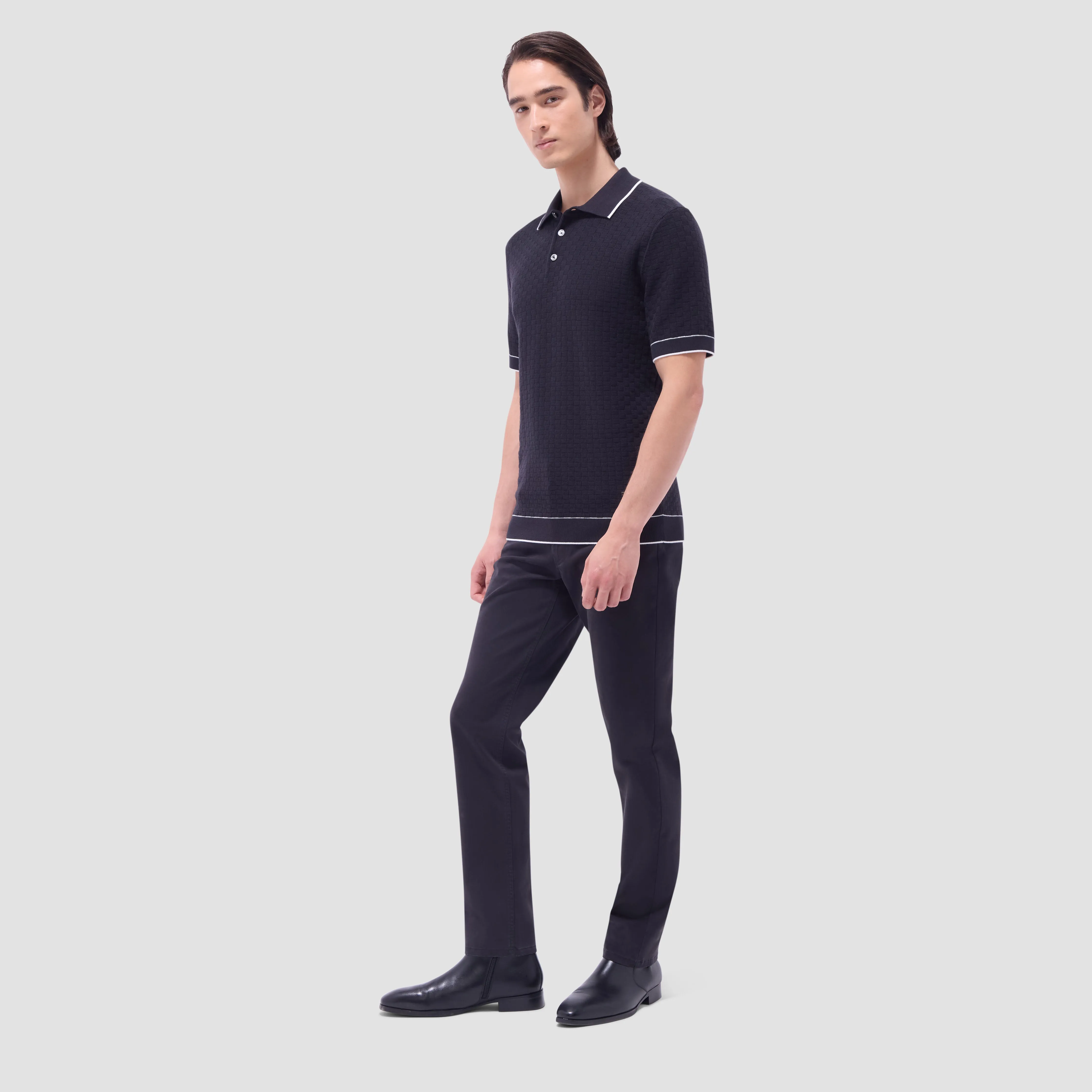 Basket Stitch Three Button Polo Sweater sold by Bugatchi product image thumbnail 5