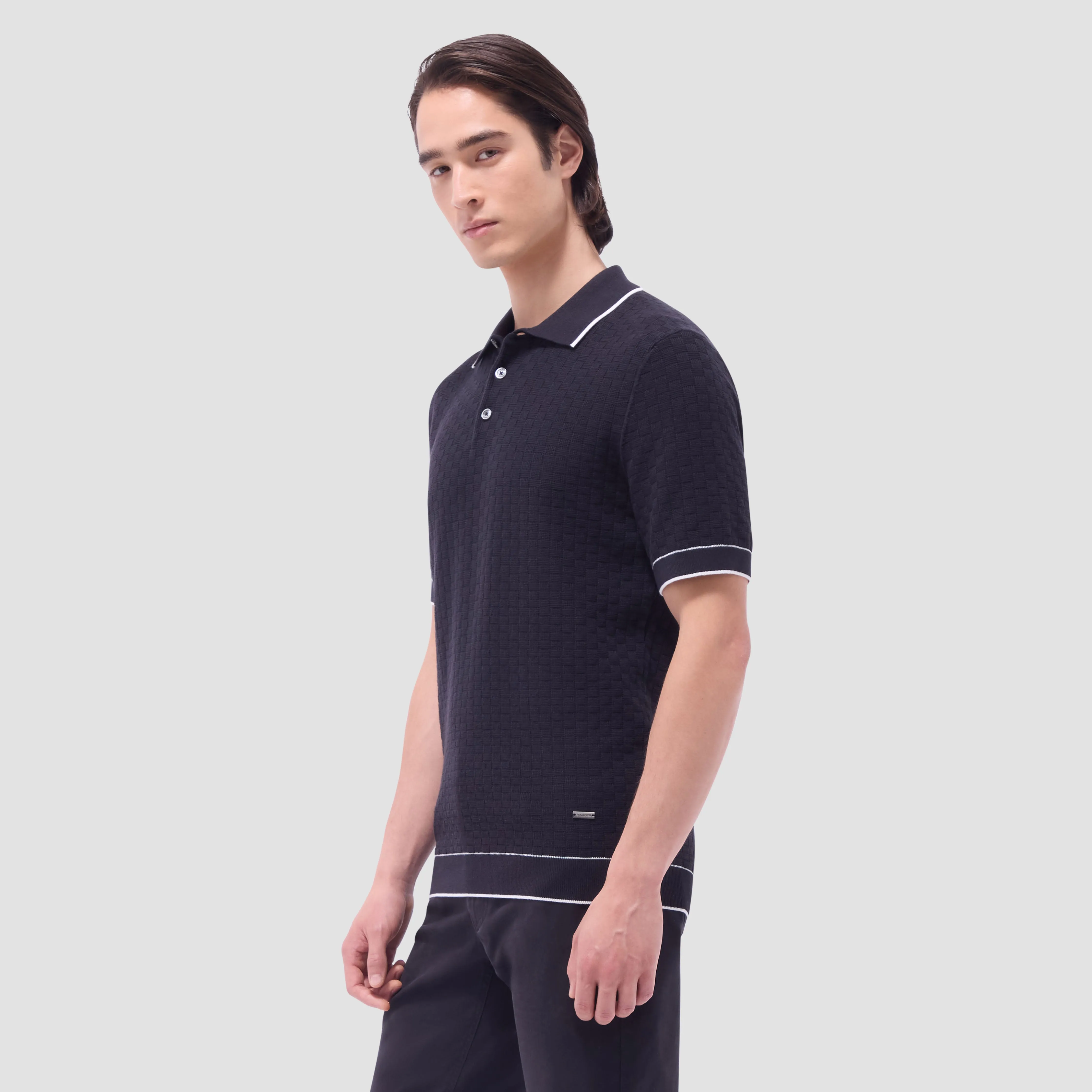 Basket Stitch Three Button Polo Sweater sold by Bugatchi product image thumbnail 3