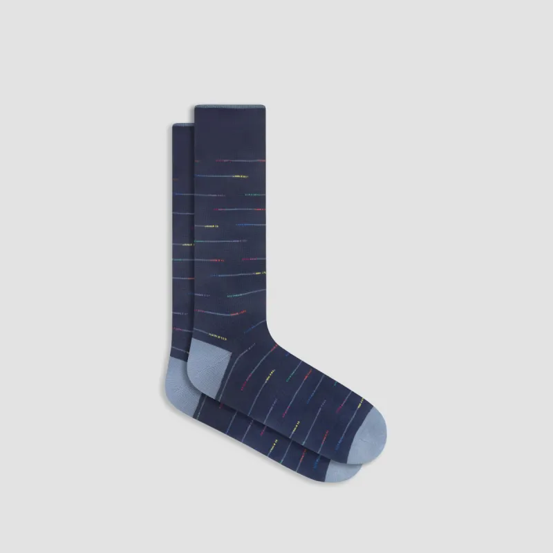 Interrupted Stripe Mid-Calf Socks made by Bugatchi
