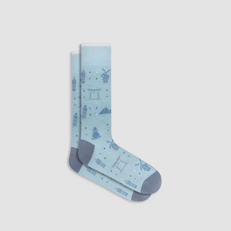 World Landmarks Mid-Calf Socks sold by Bugatchi