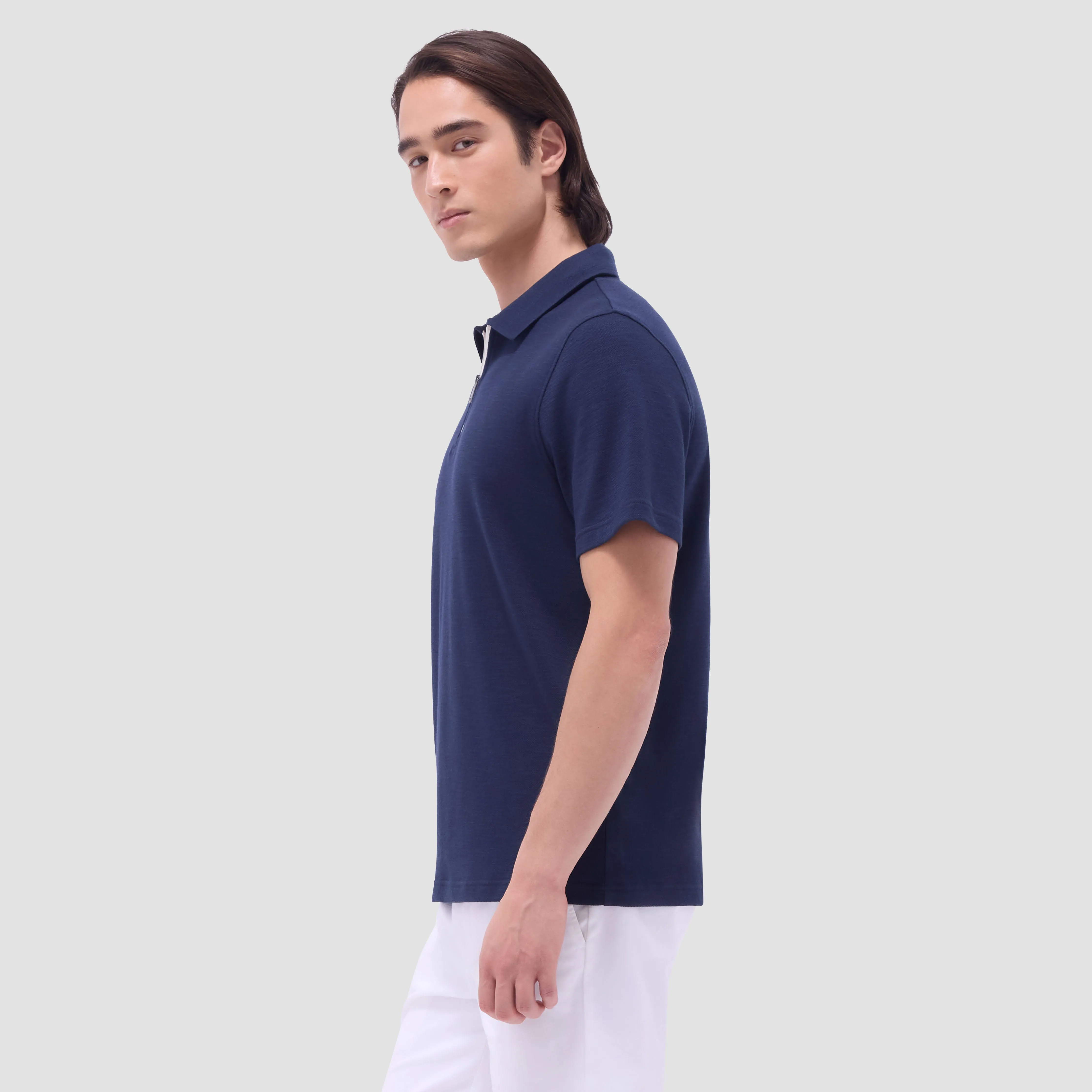 Performance Heather Quarter-Zip Polo Shirt sold by Bugatchi product image thumbnail 3