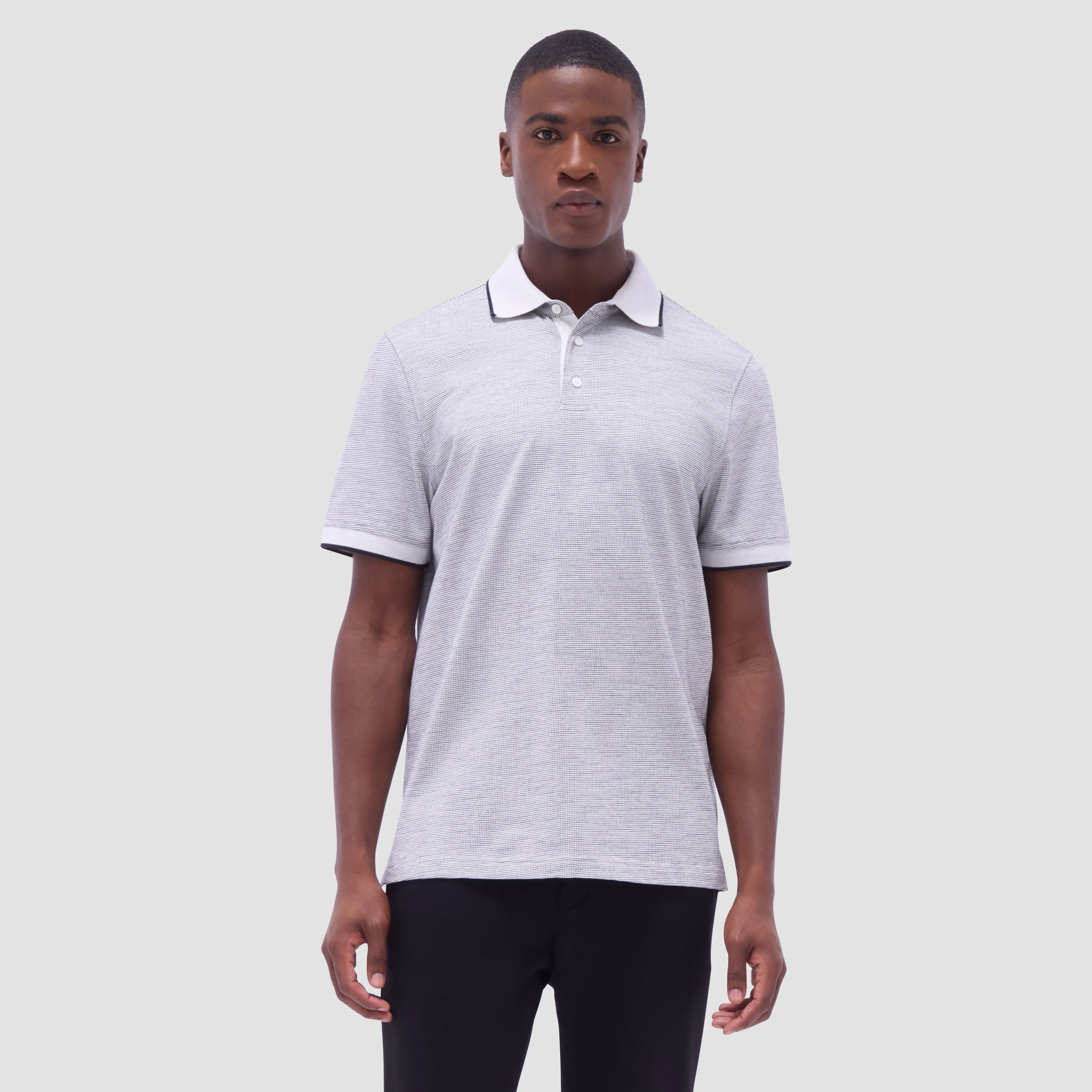 Two-Tone Bird's Eye Polo Shirt sold by Bugatchi product image thumbnail 2