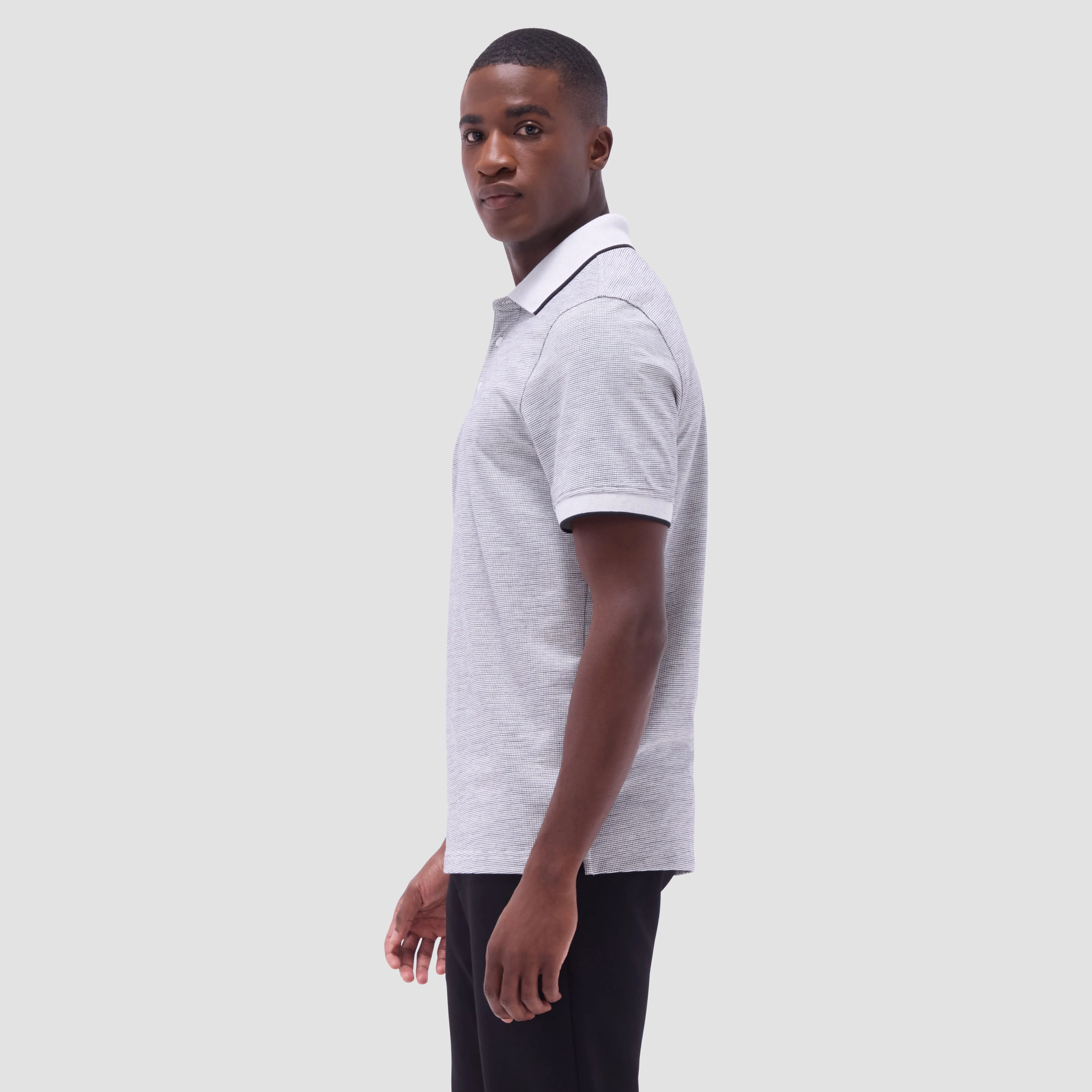 Two-Tone Bird's Eye Polo Shirt sold by Bugatchi product image thumbnail 3