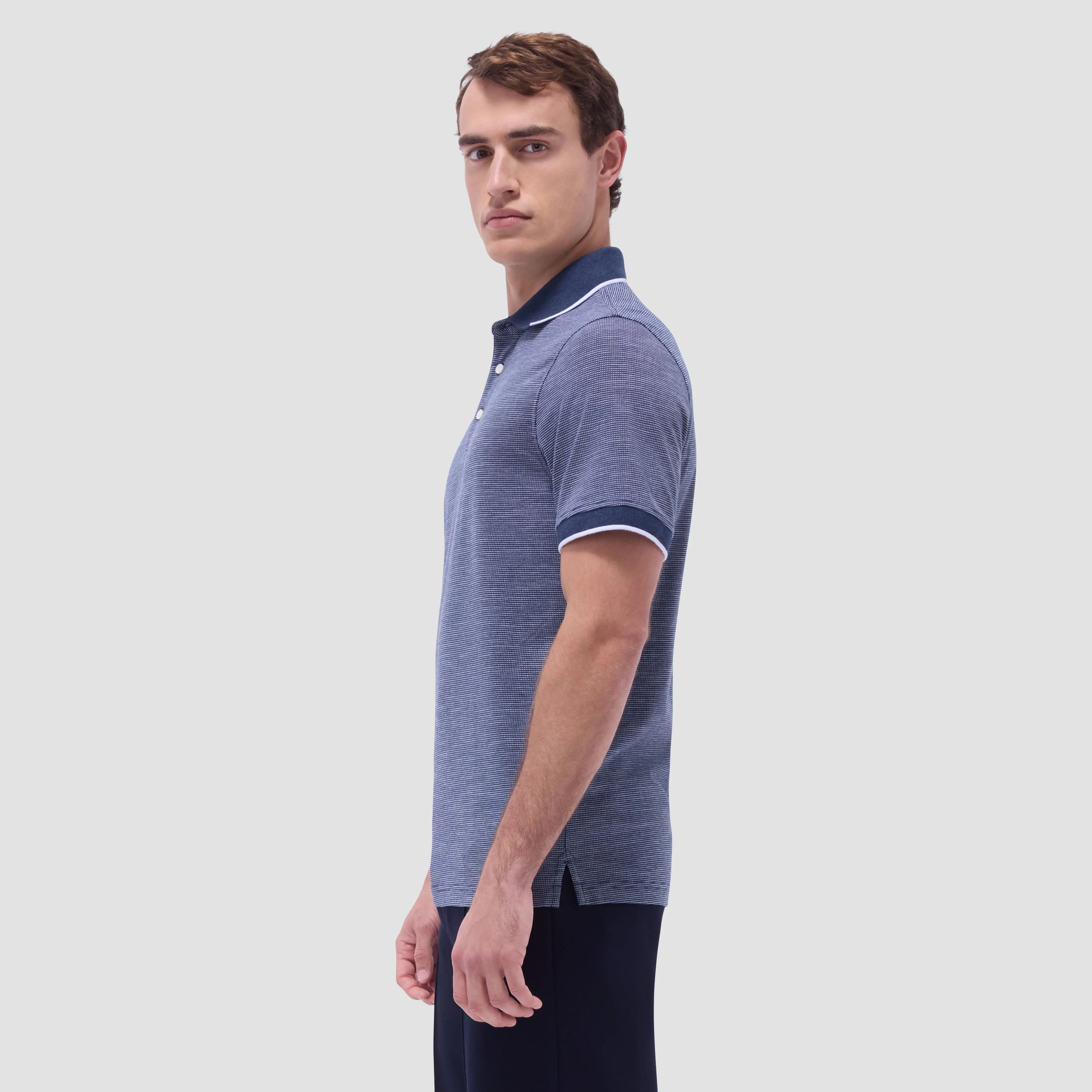 Two-Tone Bird's Eye Polo Shirt sold by Bugatchi product image thumbnail 3