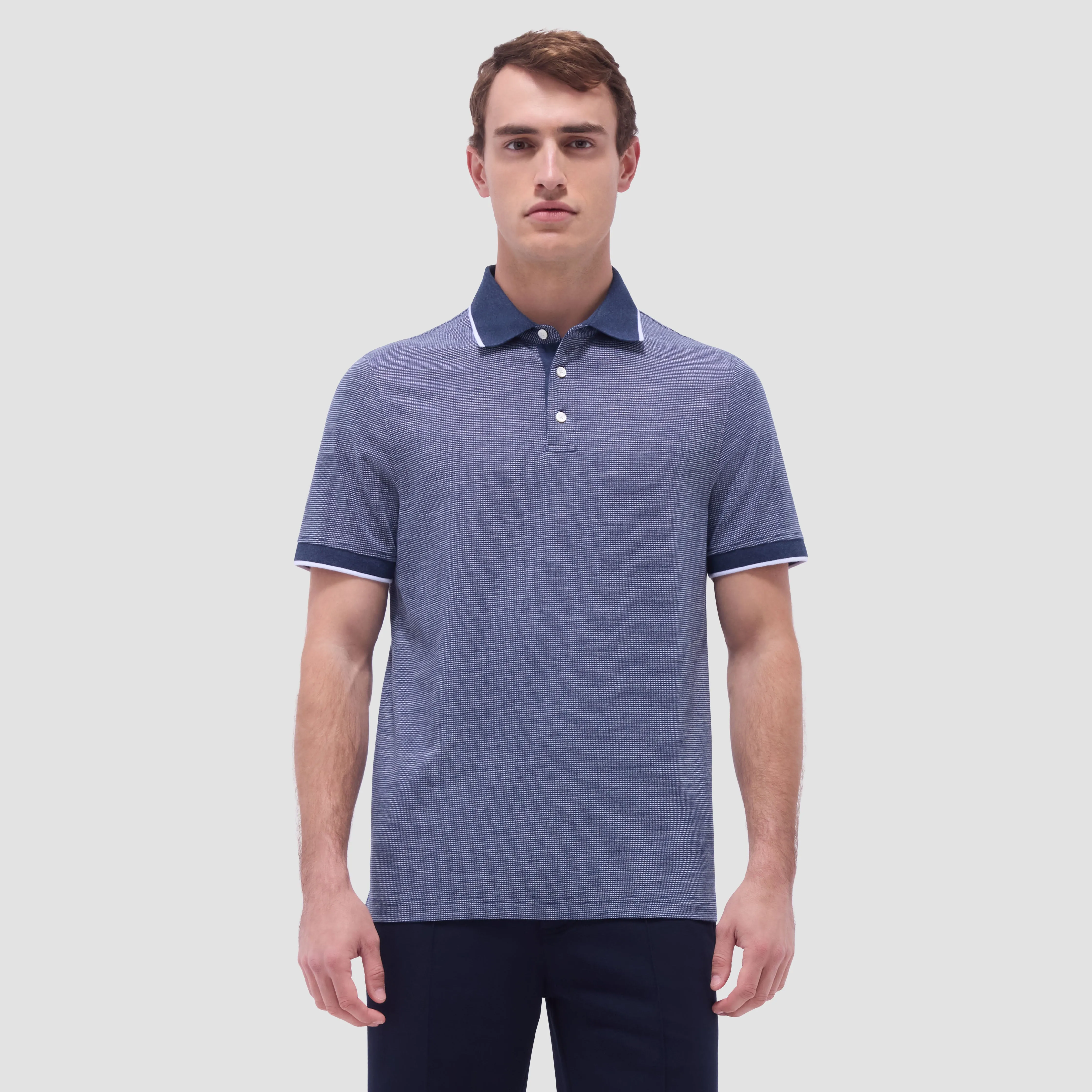 Two-Tone Bird's Eye Polo Shirt sold by Bugatchi product image thumbnail 2
