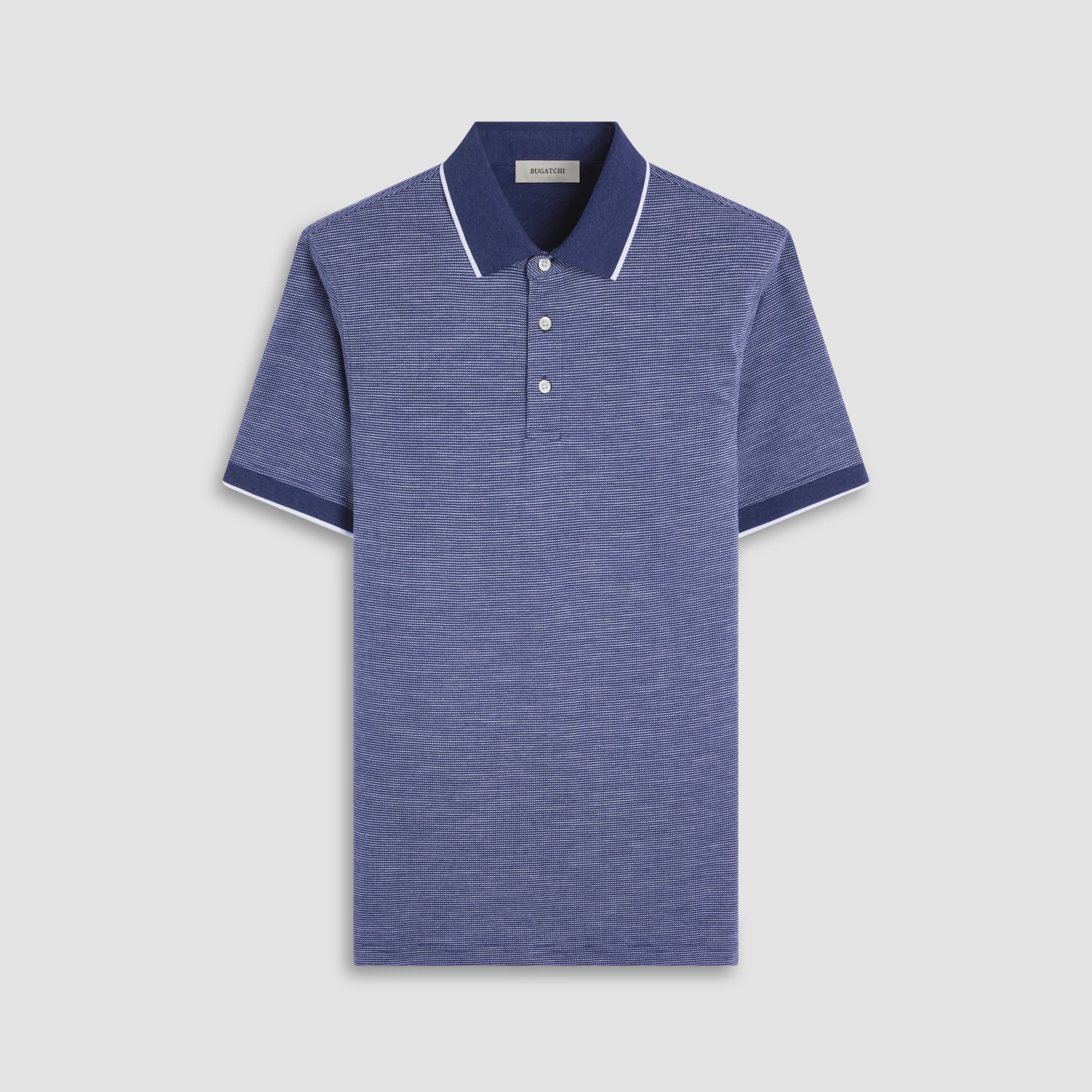 Two-Tone Bird's Eye Polo Shirt sold by Bugatchi