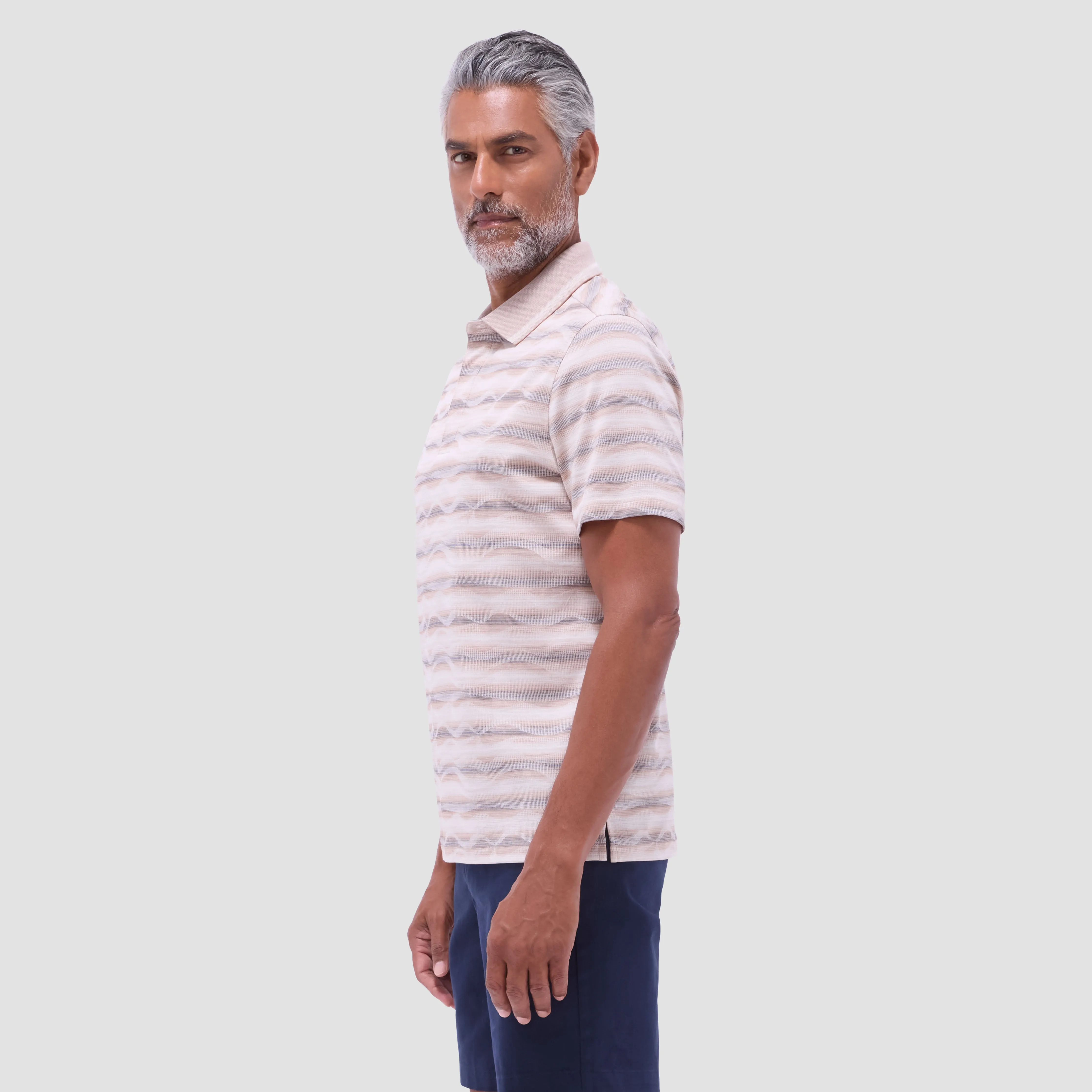 Wave Bird's Eye Polo Shirt sold by Bugatchi product image thumbnail 3