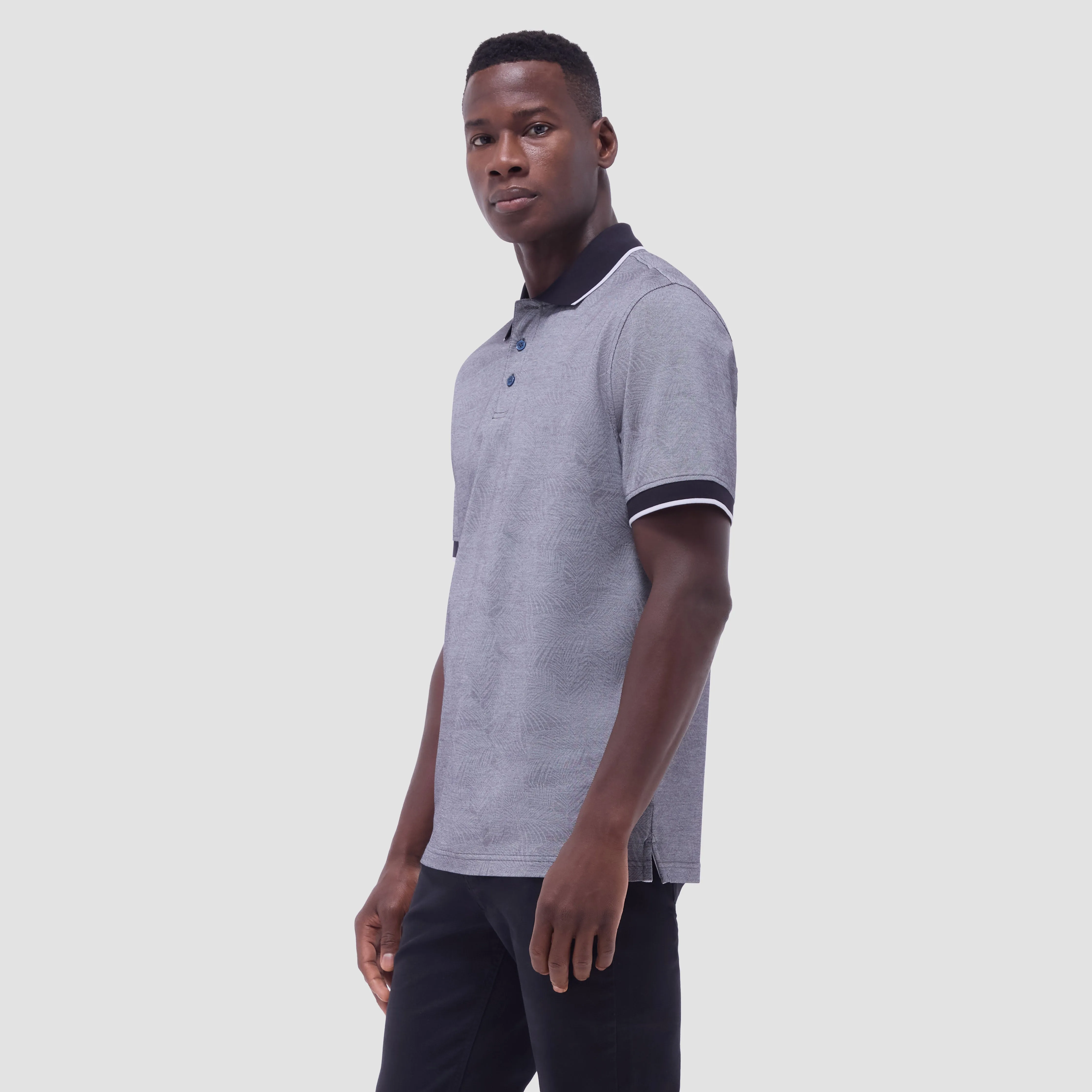 Leaf Print Bird's Eye Polo Shirt sold by Bugatchi product image thumbnail 3