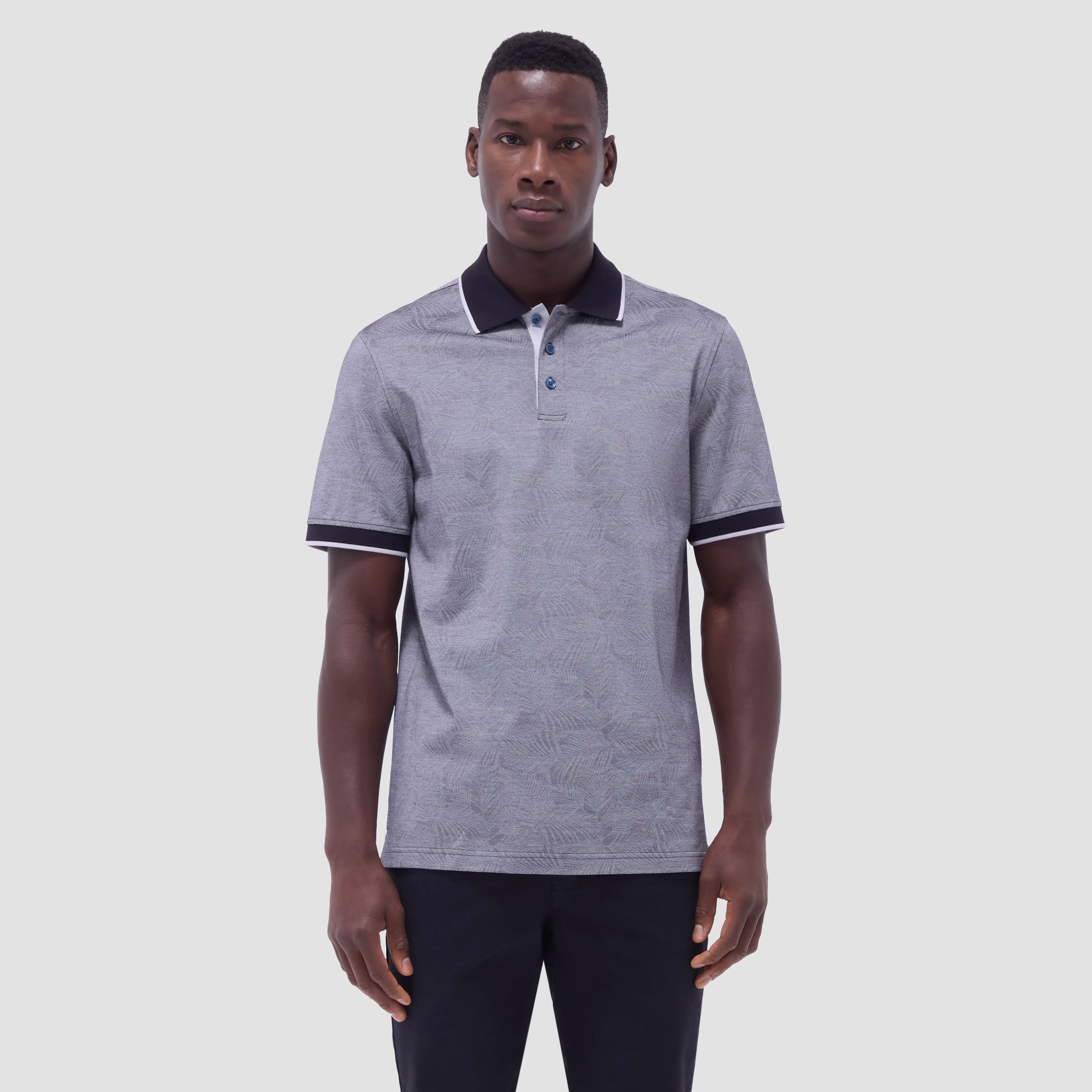 Leaf Print Bird's Eye Polo Shirt sold by Bugatchi product image thumbnail 2