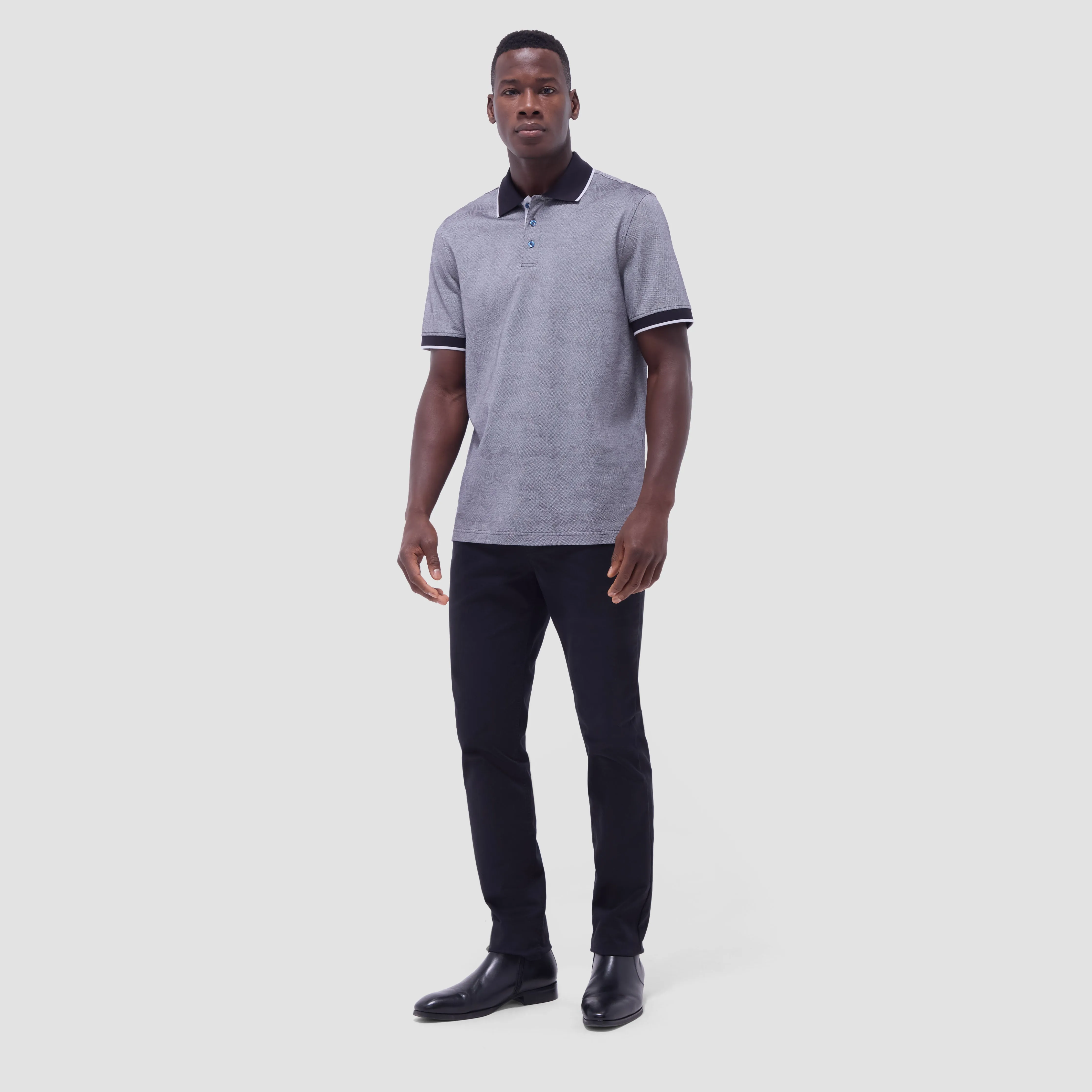 Leaf Print Bird's Eye Polo Shirt sold by Bugatchi product image thumbnail 5