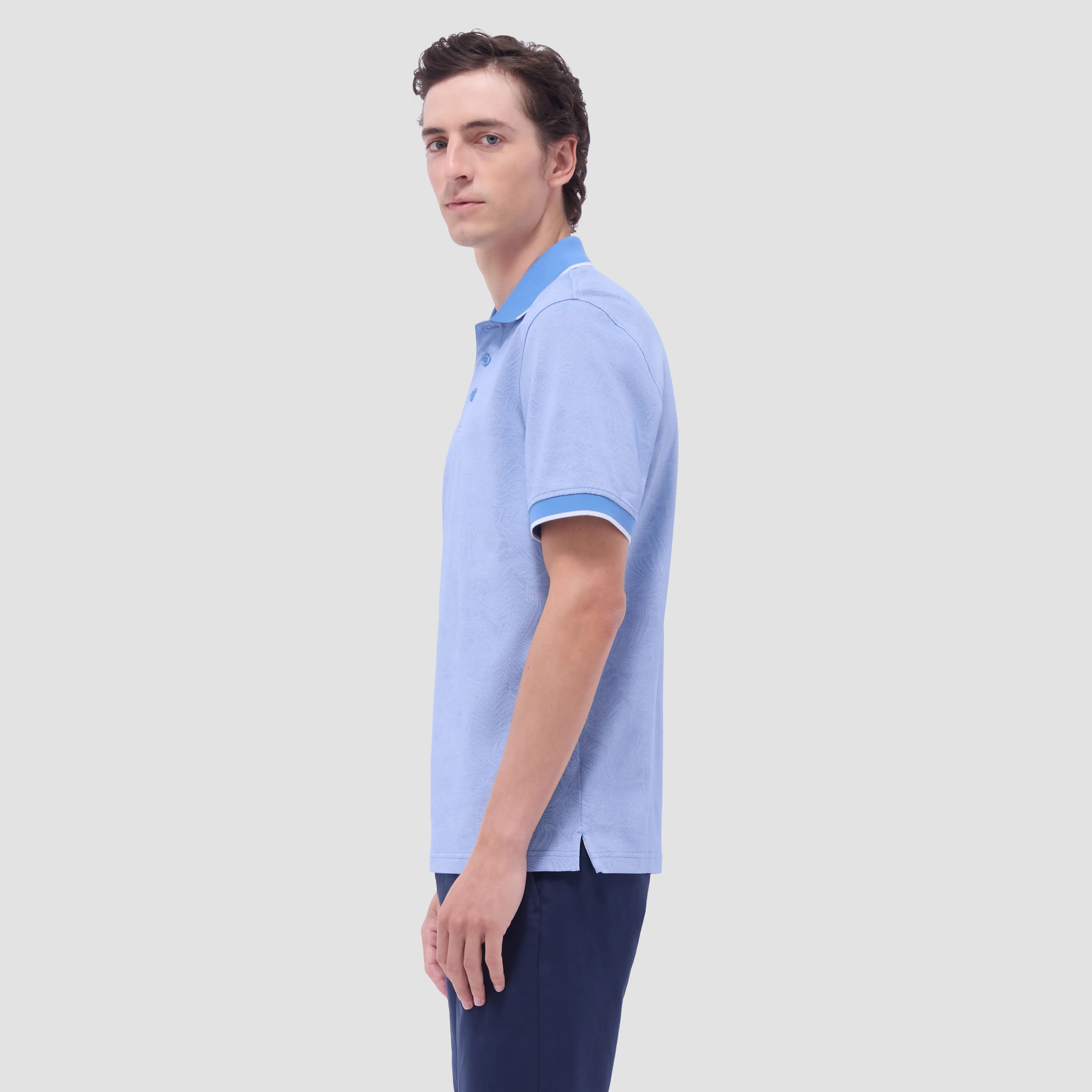 Leaf Print Bird's Eye Polo Shirt sold by Bugatchi product image thumbnail 4