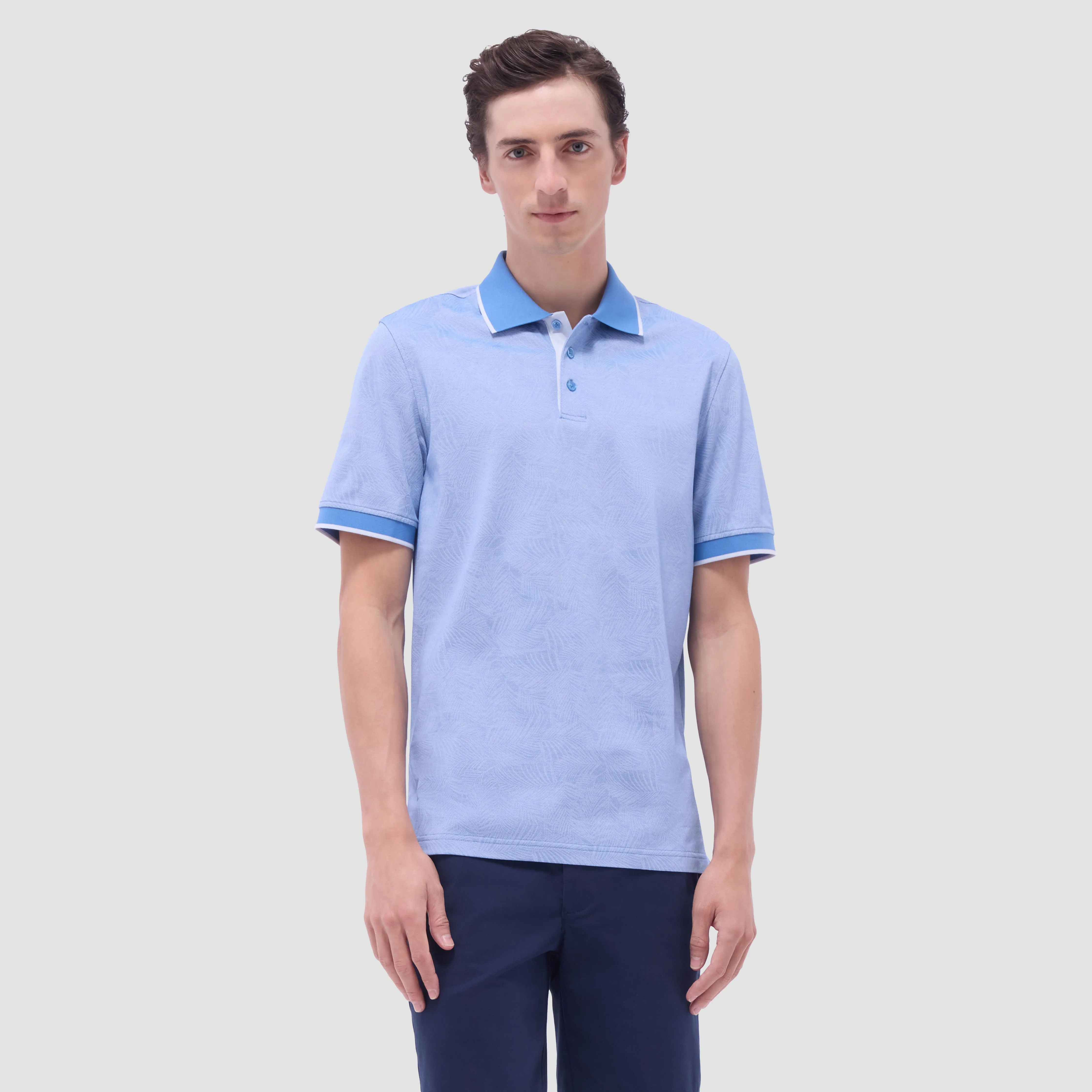 Leaf Print Bird's Eye Polo Shirt sold by Bugatchi product image thumbnail 3