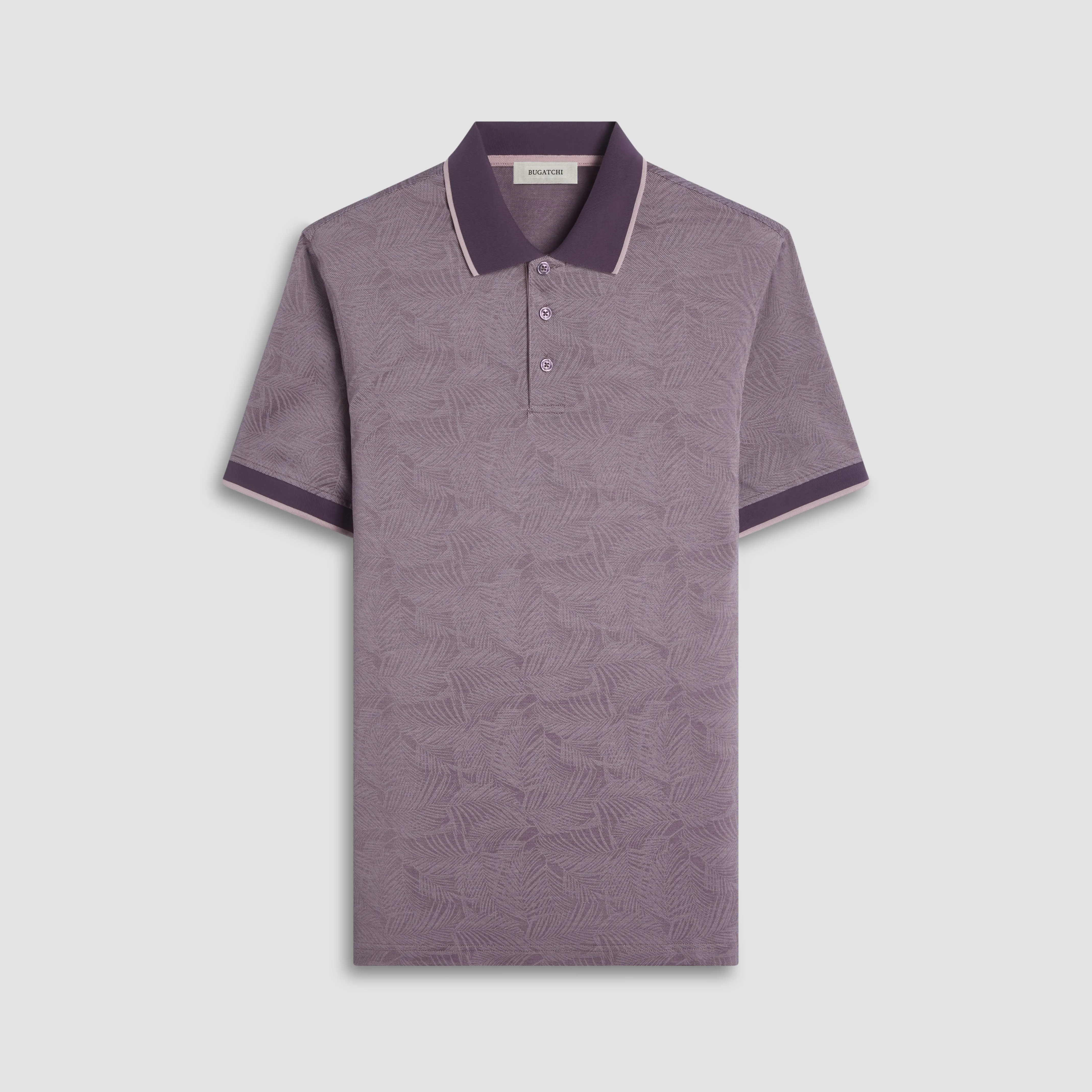 Leaf Print Bird's Eye Polo Shirt sold by Bugatchi