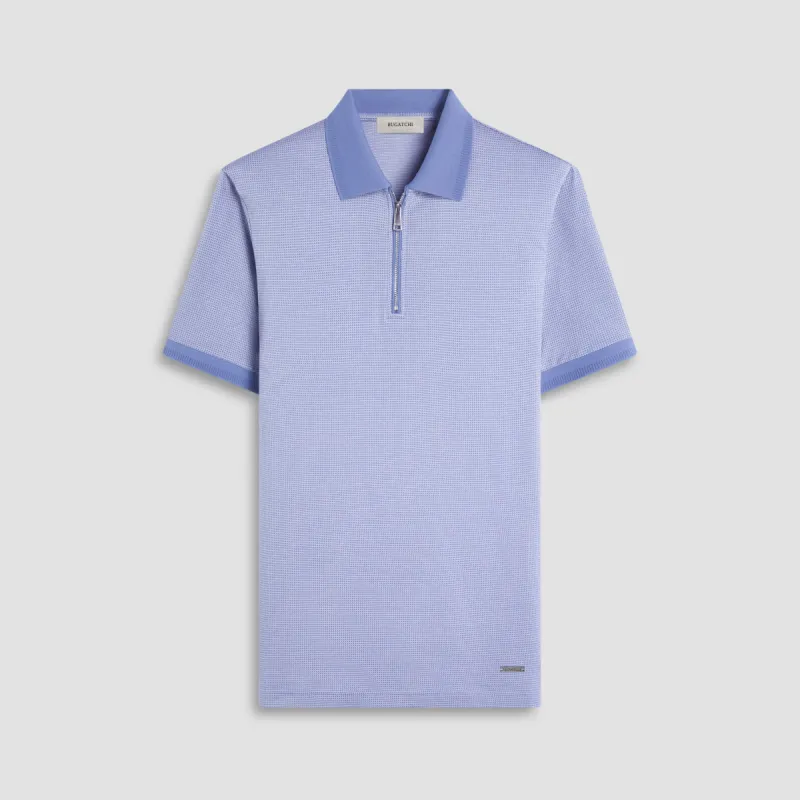 Micro Check Quarter-Zip Polo Shirt sold by Bugatchi