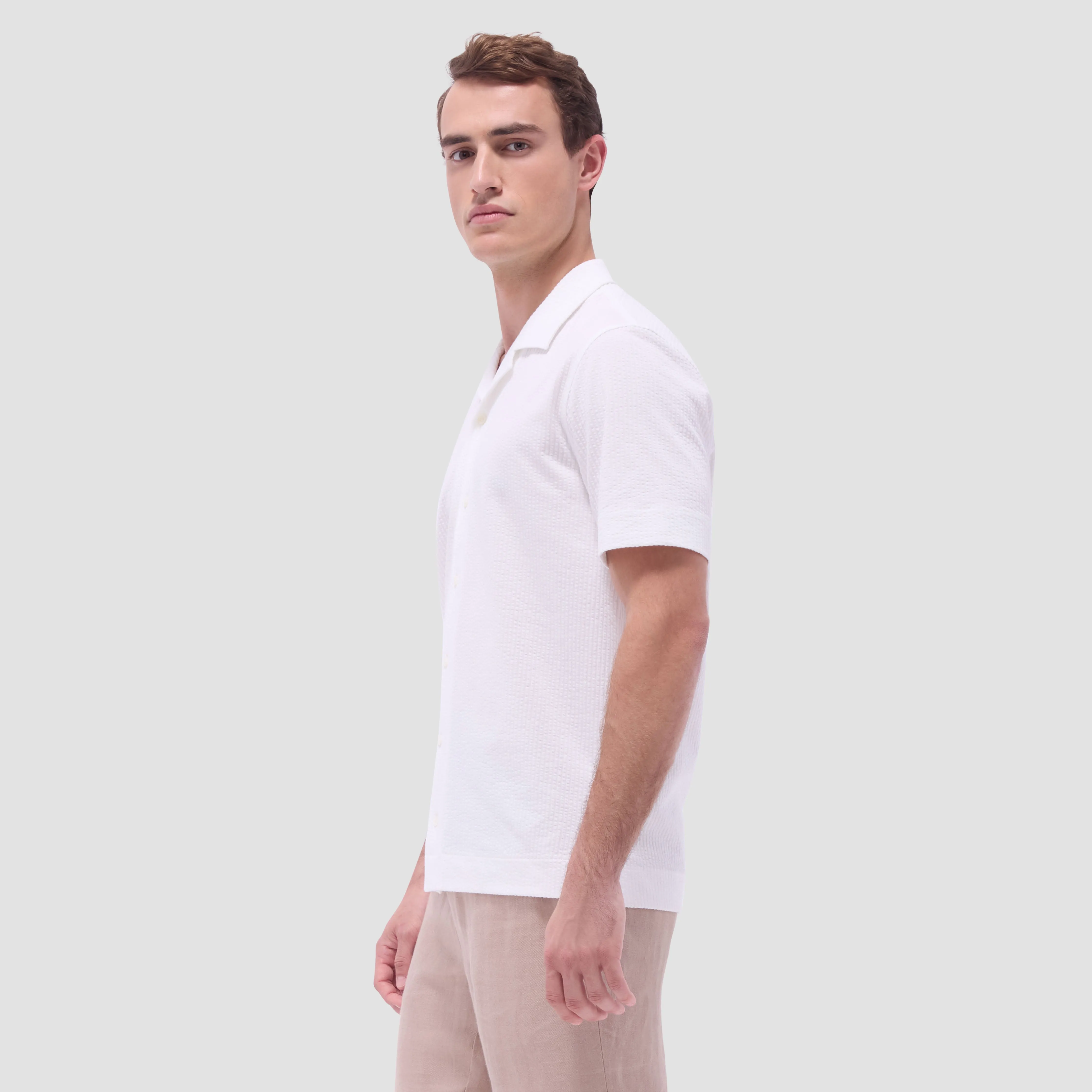 Seersucker Crinkled Camp Shirt sold by Bugatchi product image thumbnail 3