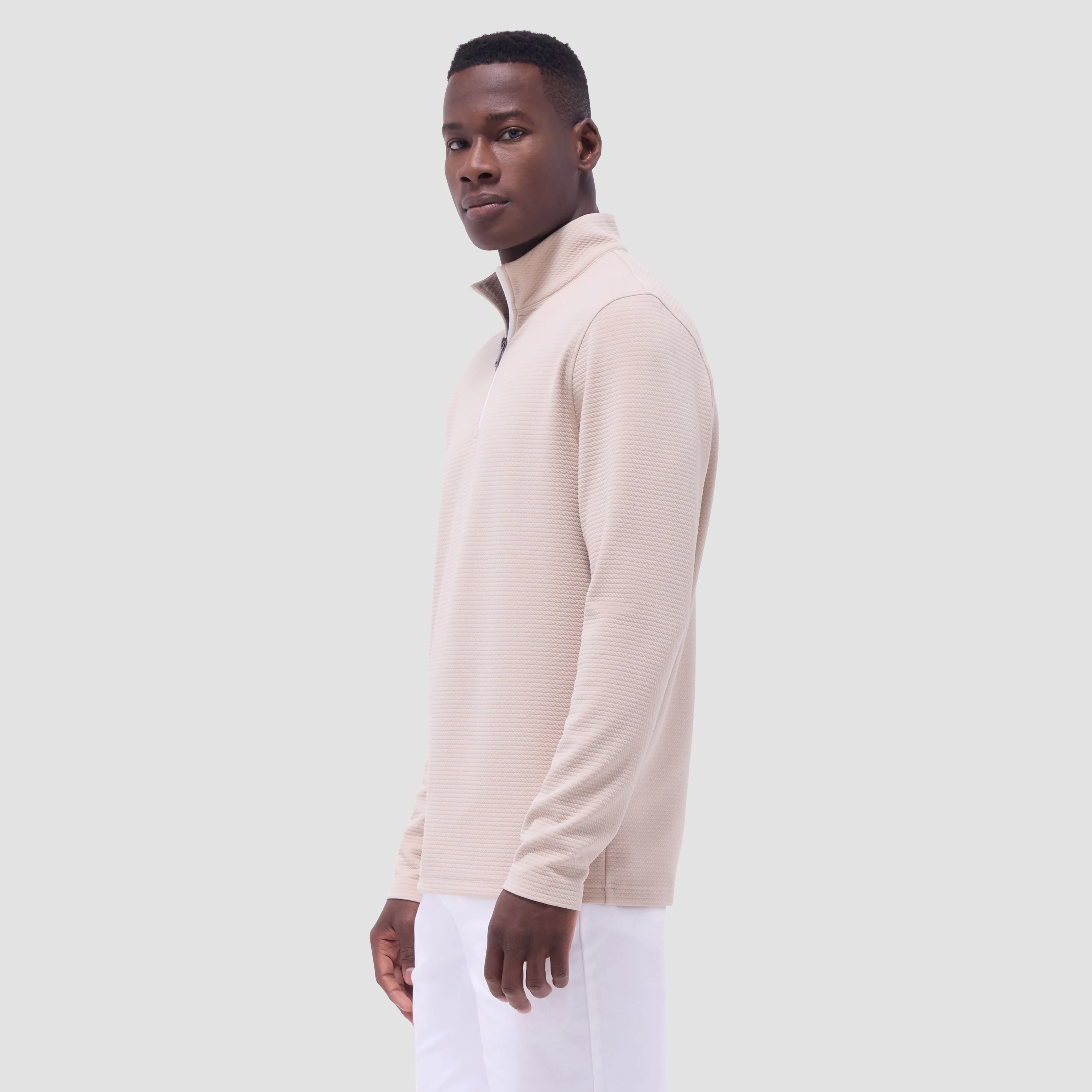 Textured Performance Quarter-Zip Pullover sold by Bugatchi product image thumbnail 3