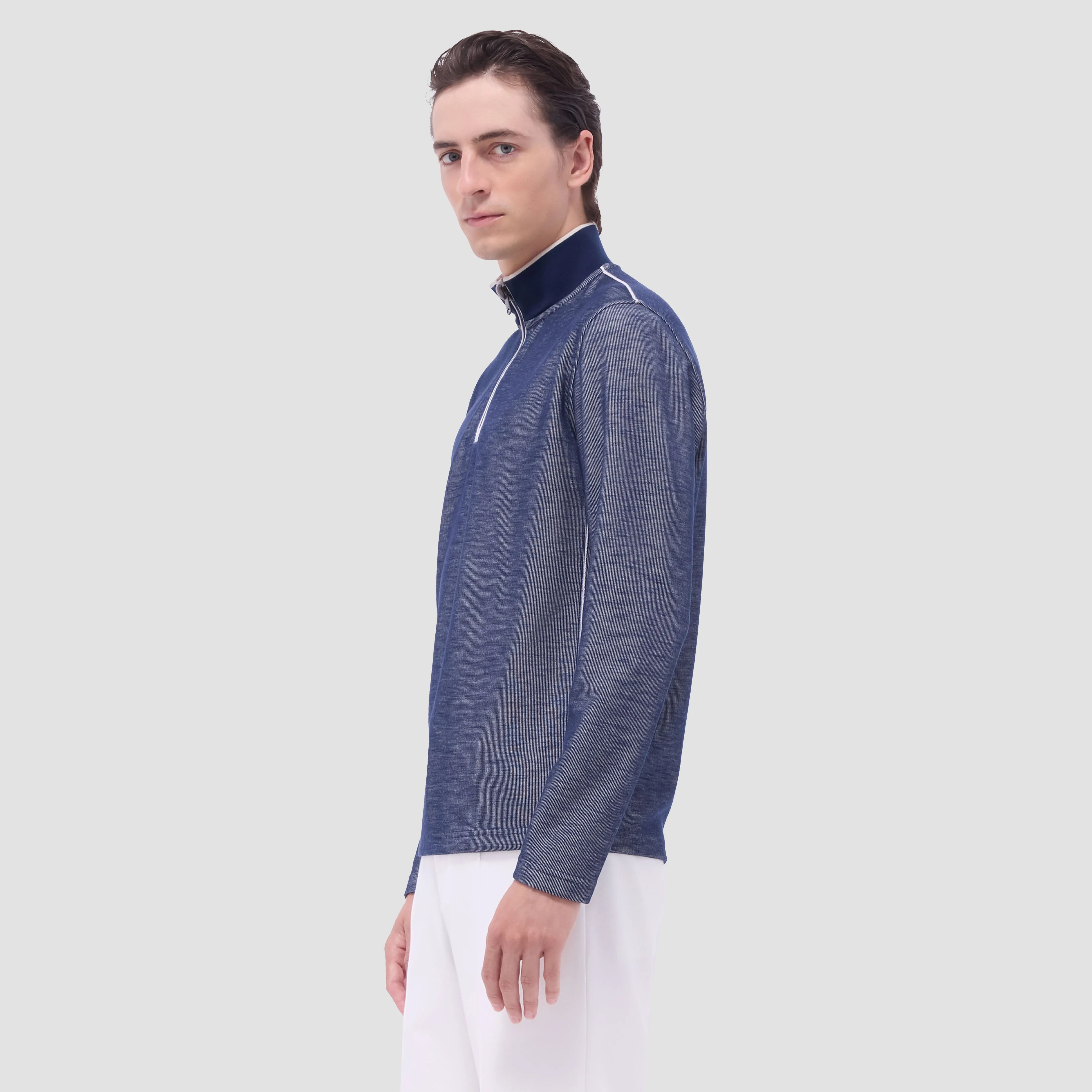 Jacquard Performance Quarter-Zip Pullover sold by Bugatchi product image thumbnail 3