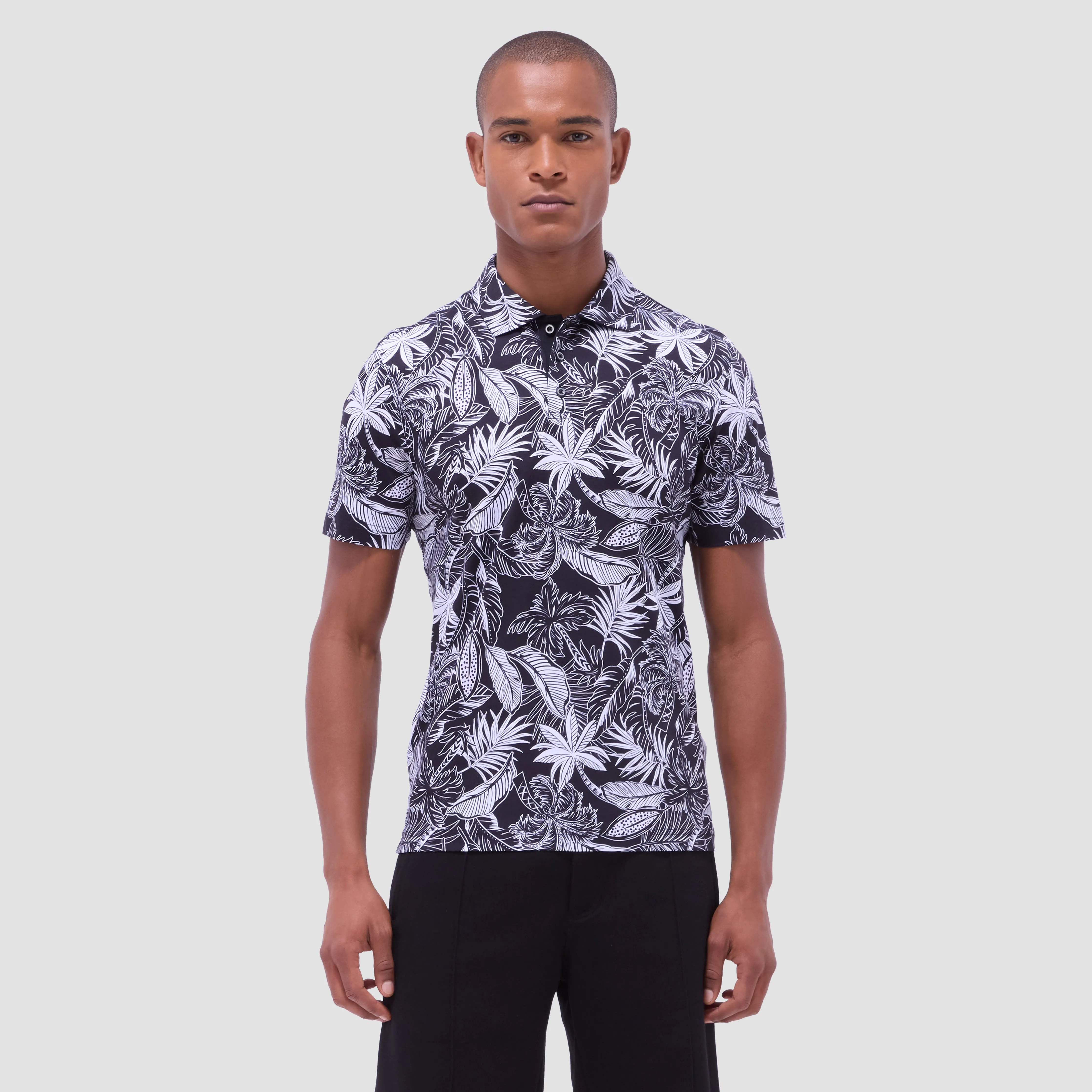 Hendrix Tropical Leaf Print Polo Shirt sold by Bugatchi product image thumbnail 2