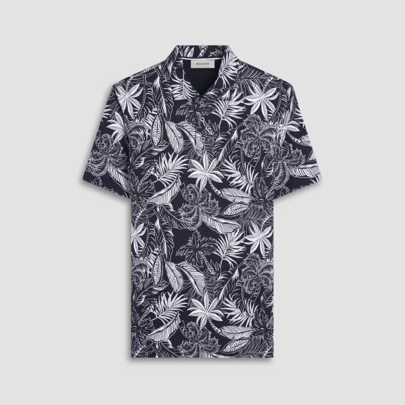 Hendrix Tropical Leaf Print Polo Shirt sold by Bugatchi