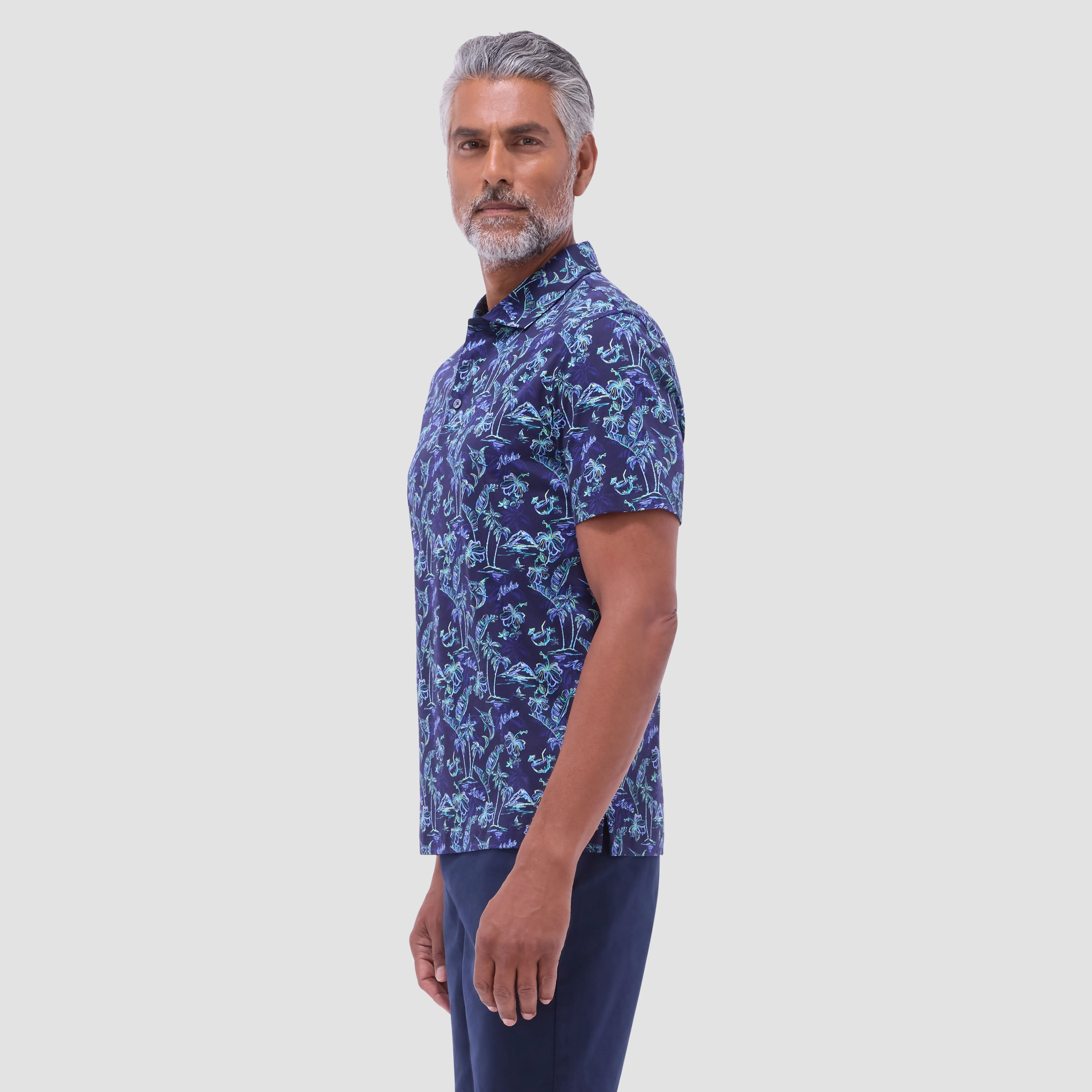Hendrix Hawaiian Print Polo Shirt sold by Bugatchi product image thumbnail 3