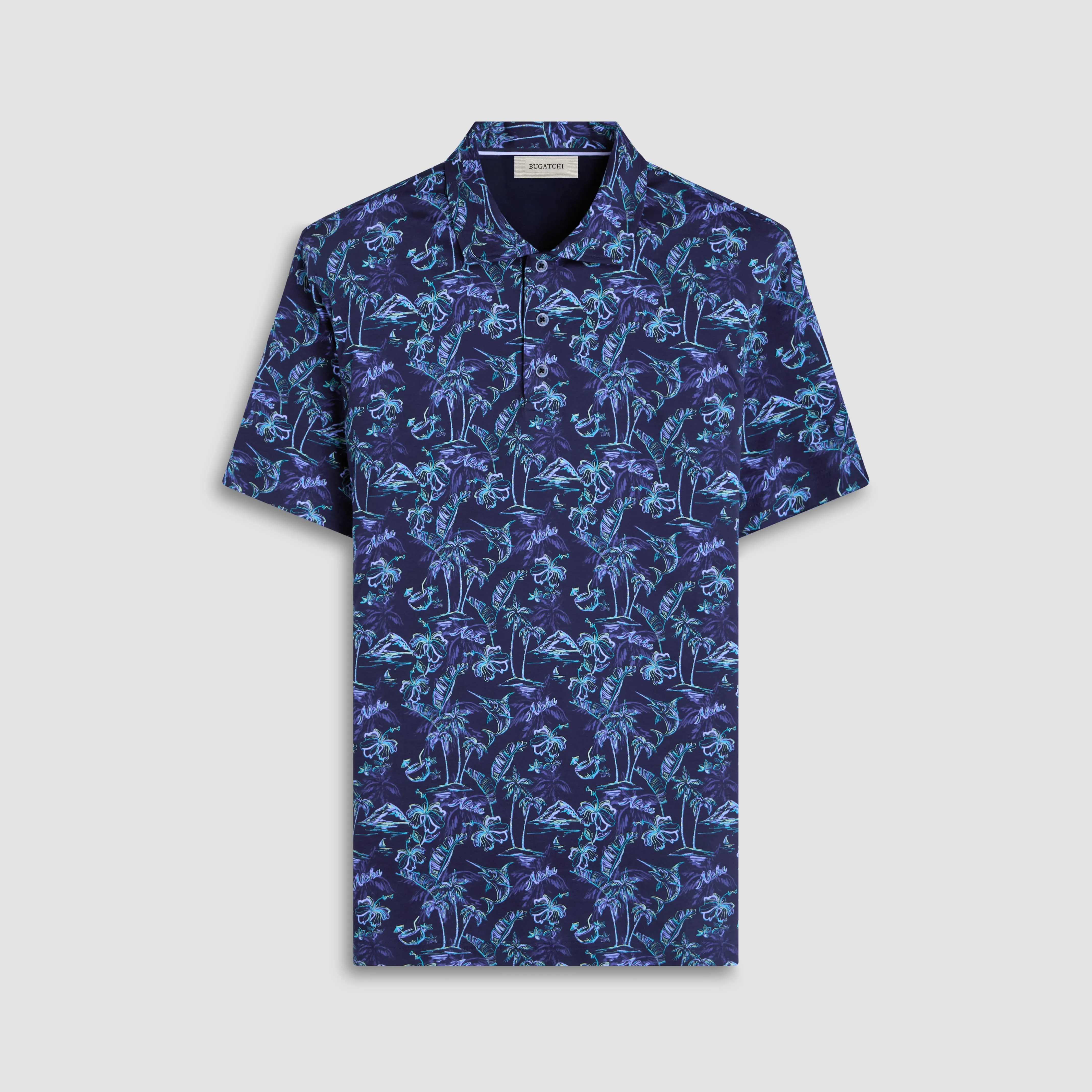 Hendrix Hawaiian Print Polo Shirt sold by Bugatchi