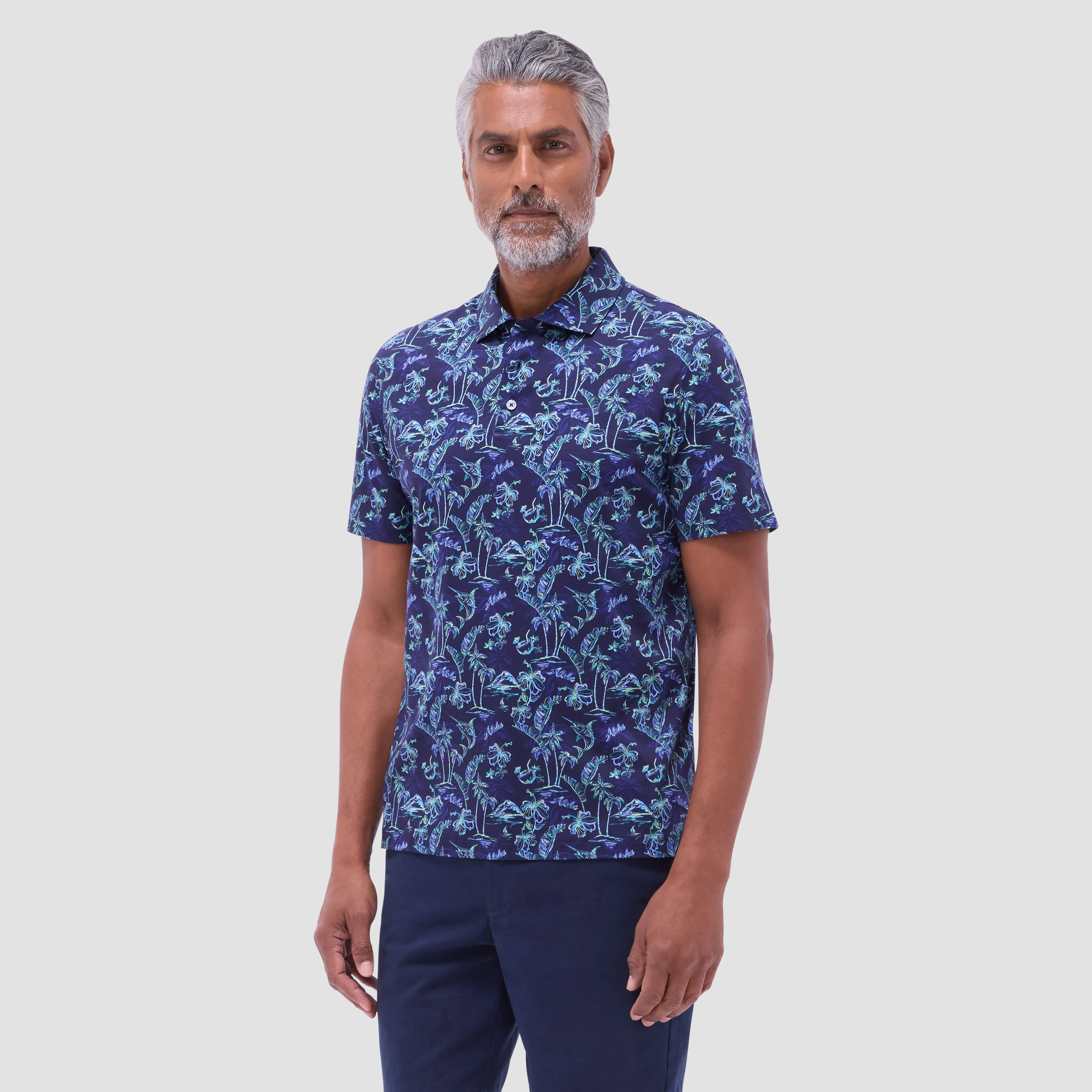 Hendrix Hawaiian Print Polo Shirt sold by Bugatchi product image thumbnail 2