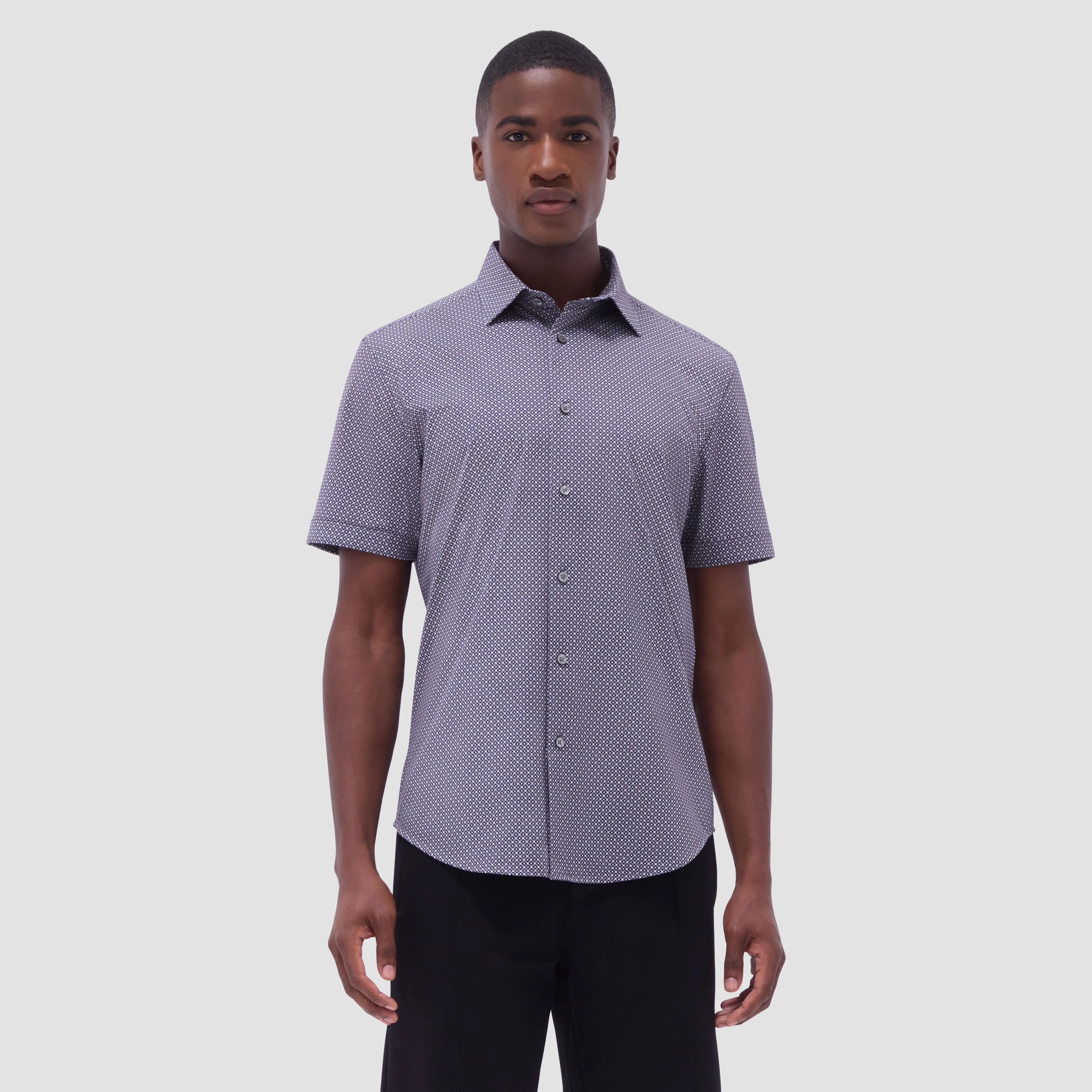 Miles Geometric OoohCotton Short-Sleeve Shirt sold by Bugatchi product image thumbnail 2