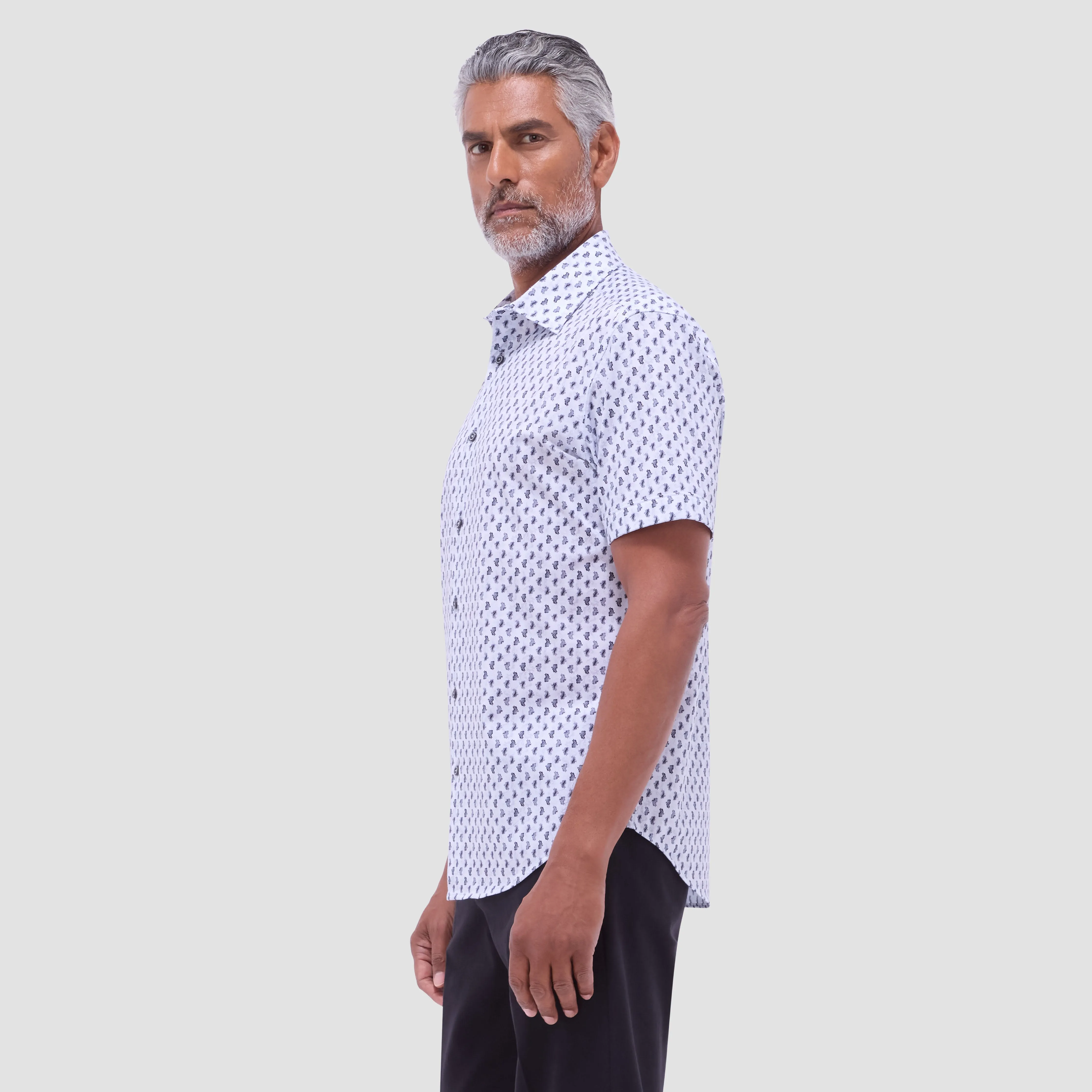 Miles Paisley OoohCotton Short-Sleeve Shirt sold by Bugatchi product image thumbnail 3