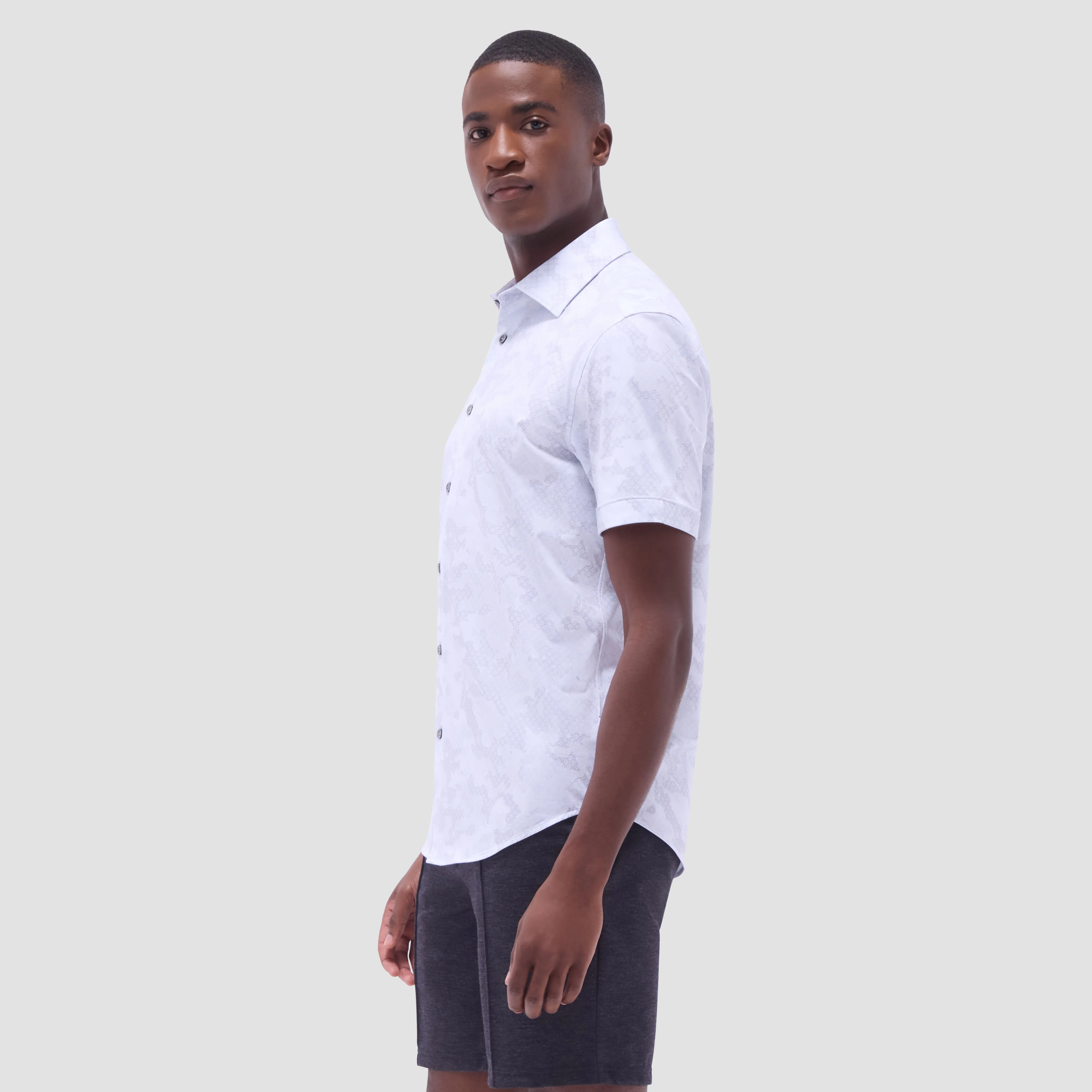 Miles Abstract OoohCotton Short-Sleeve Shirt sold by Bugatchi product image thumbnail 3