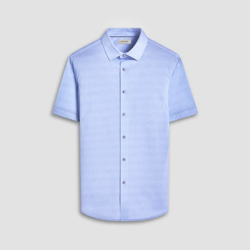 Miles Basketweave OoohCotton Short-Sleeve Shirt sold by Bugatchi
