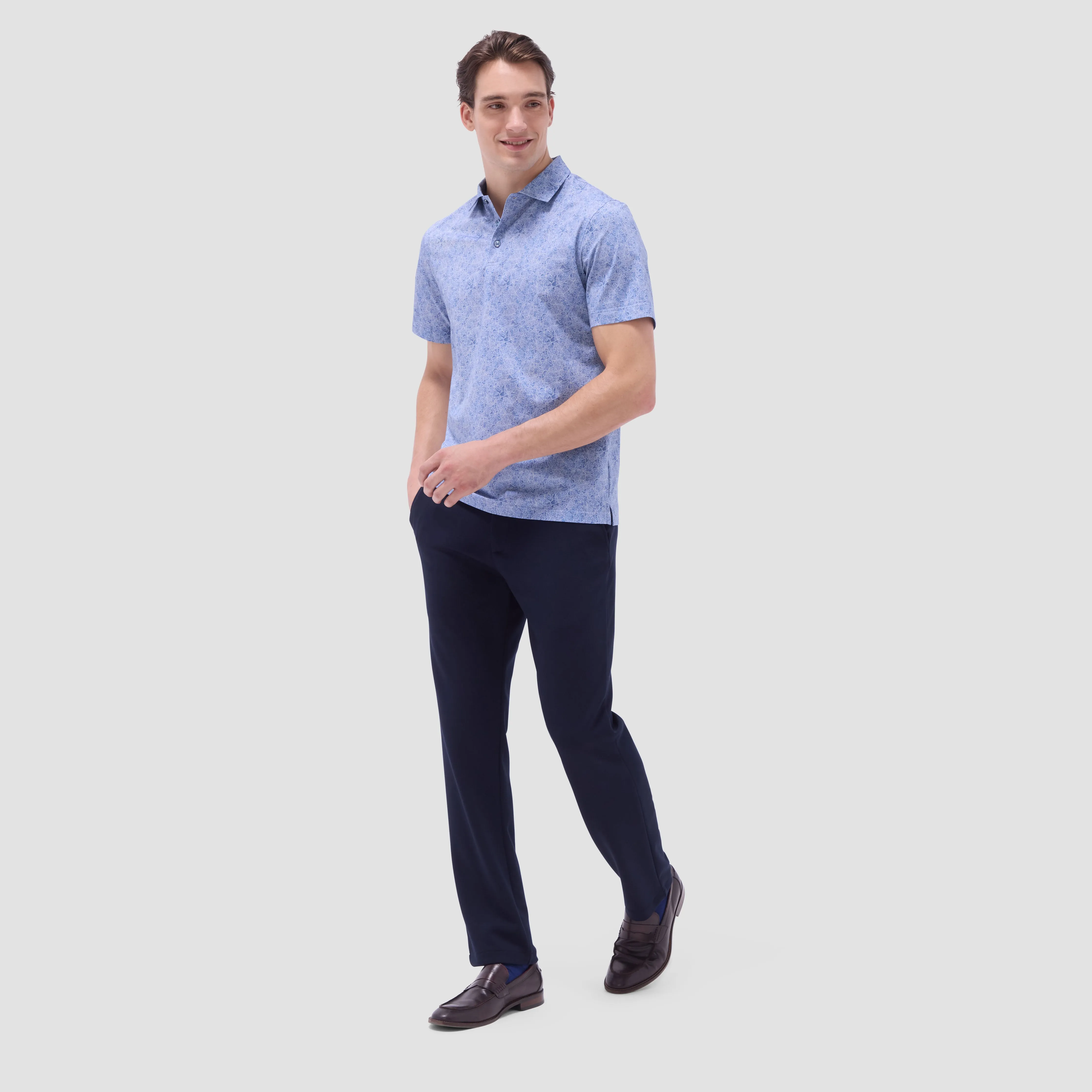 Victor Leaf Print OoohCotton Polo Shirt sold by Bugatchi product image thumbnail 5