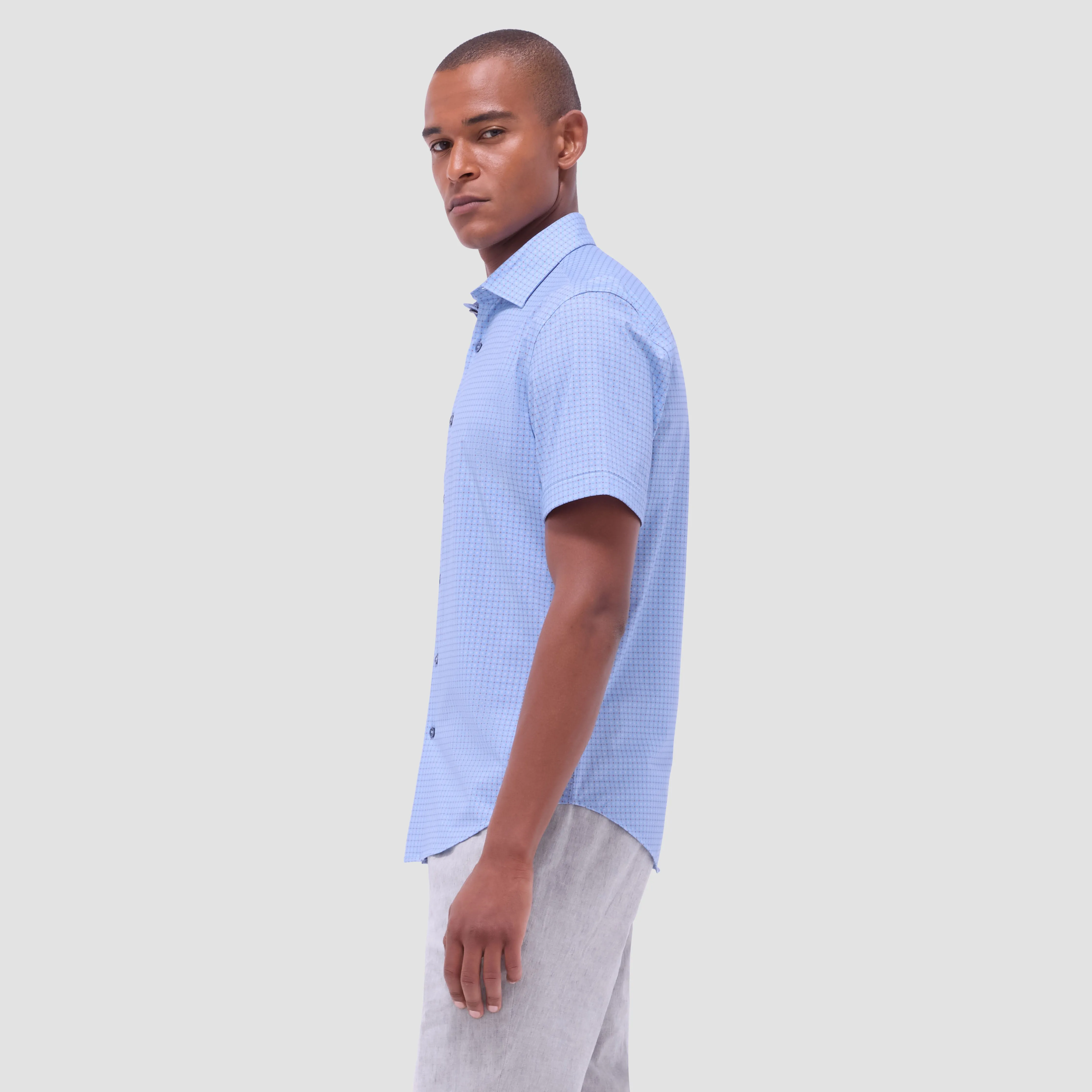 Miles Geometric OoohCotton Short-Sleeve Shirt sold by Bugatchi product image thumbnail 3