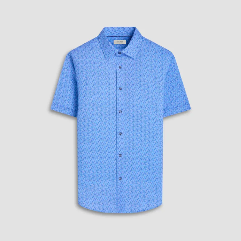 Miles Feather Print OoohCotton Short-Sleeve Shirt sold by Bugatchi