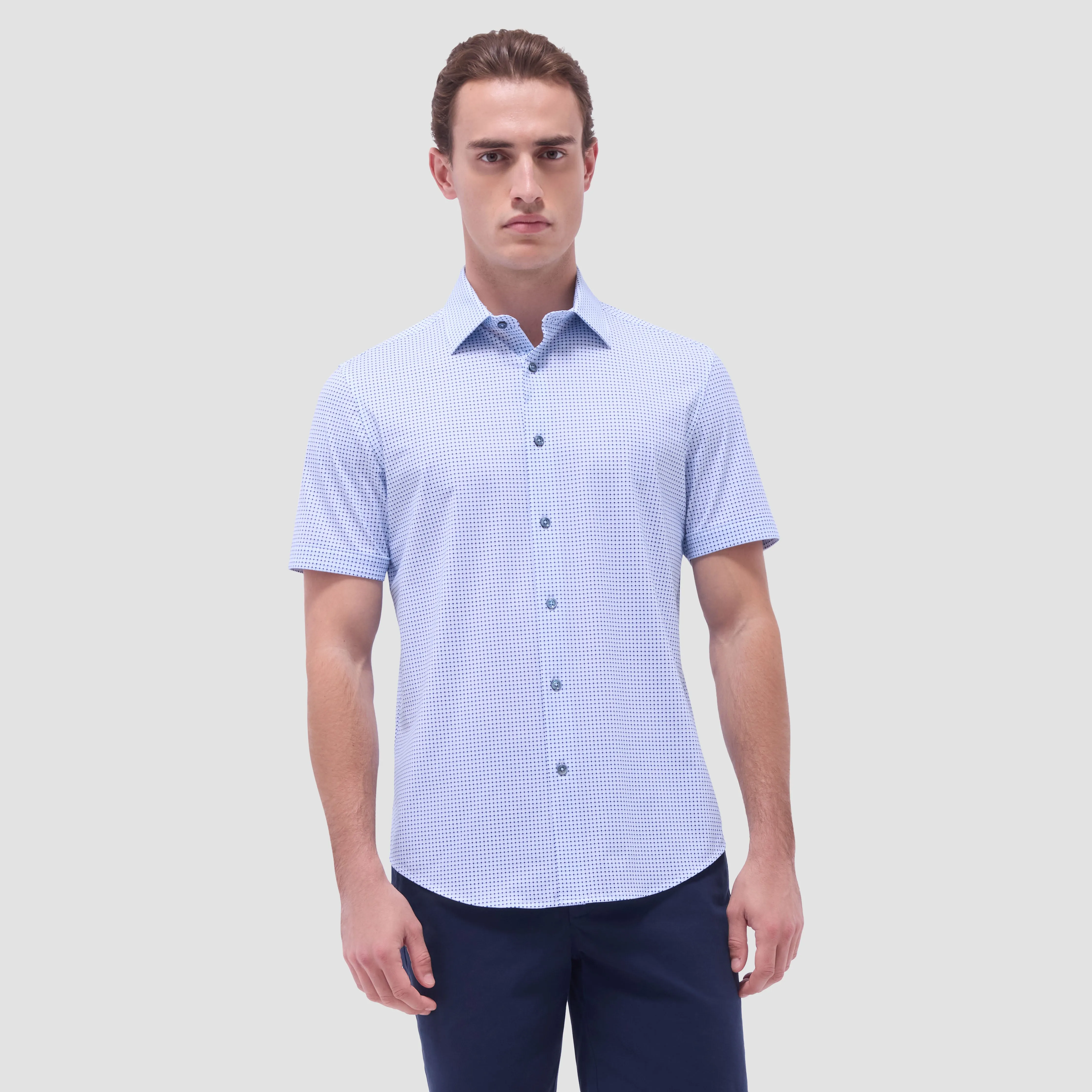 Miles Geometric OoohCotton Short-Sleeve Shirt sold by Bugatchi product image thumbnail 2