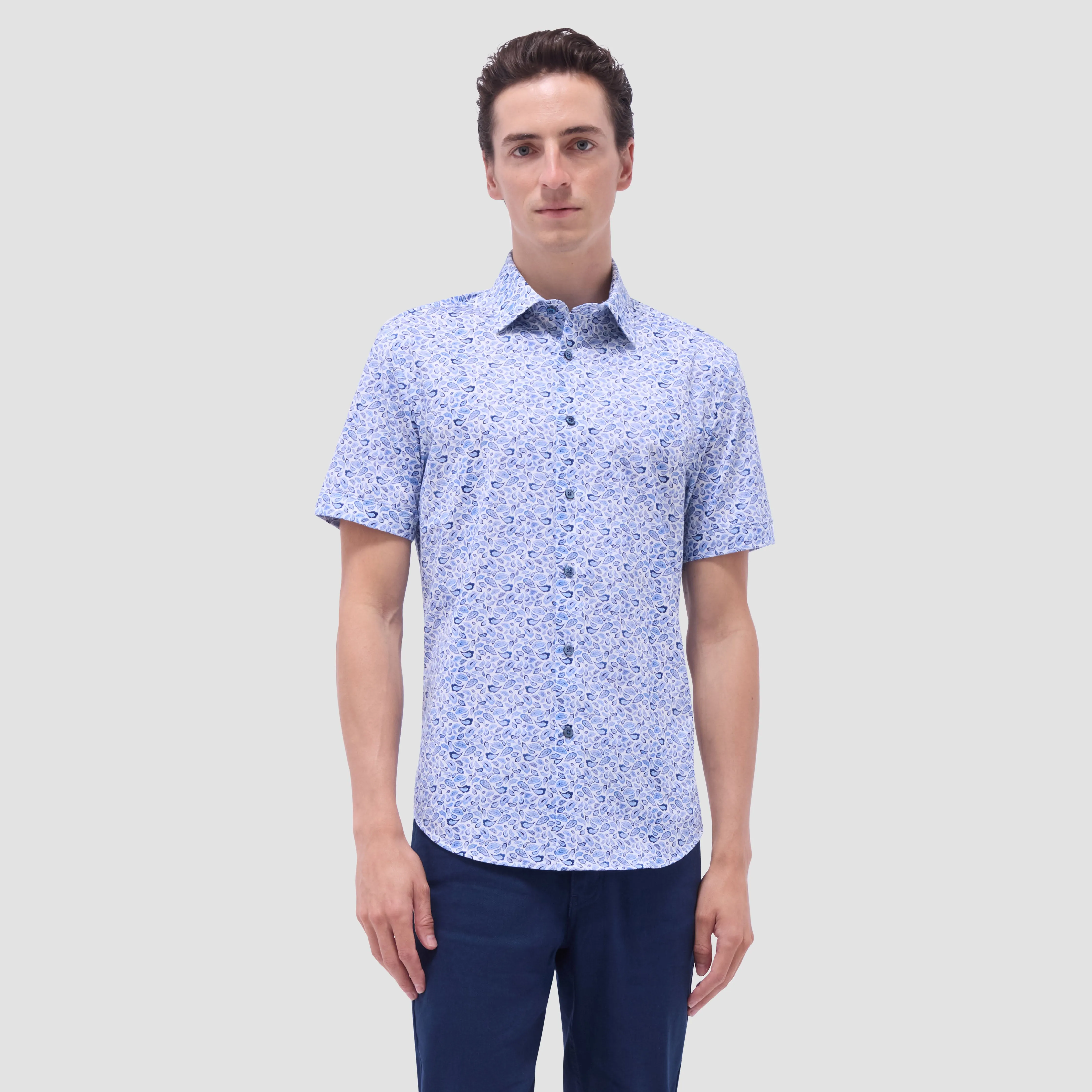 Miles Paisley OoohCotton Short-Sleeve Shirt sold by Bugatchi product image thumbnail 2