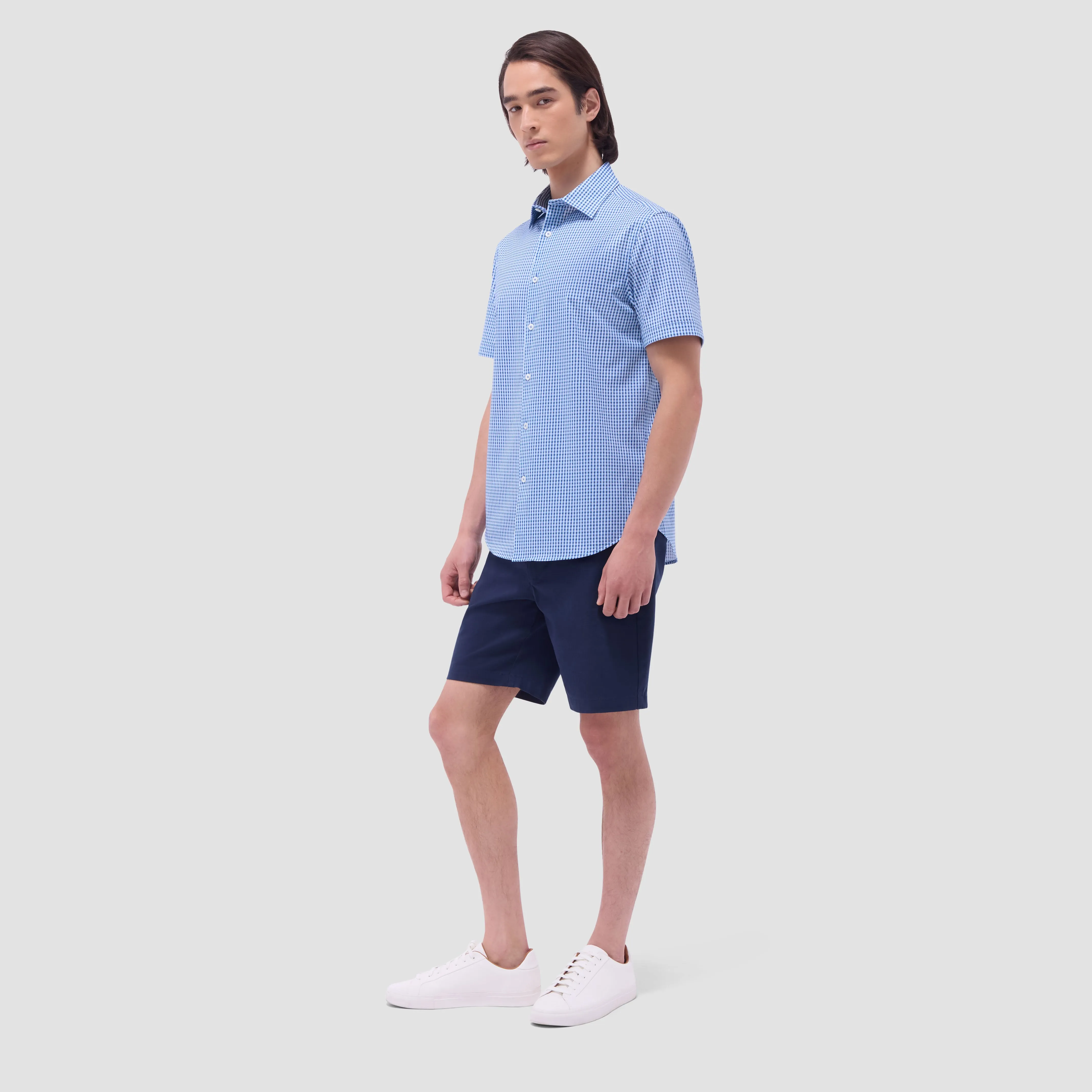 Miles Gingham Check OoohCotton Short-Sleeve Shirt sold by Bugatchi product image thumbnail 5