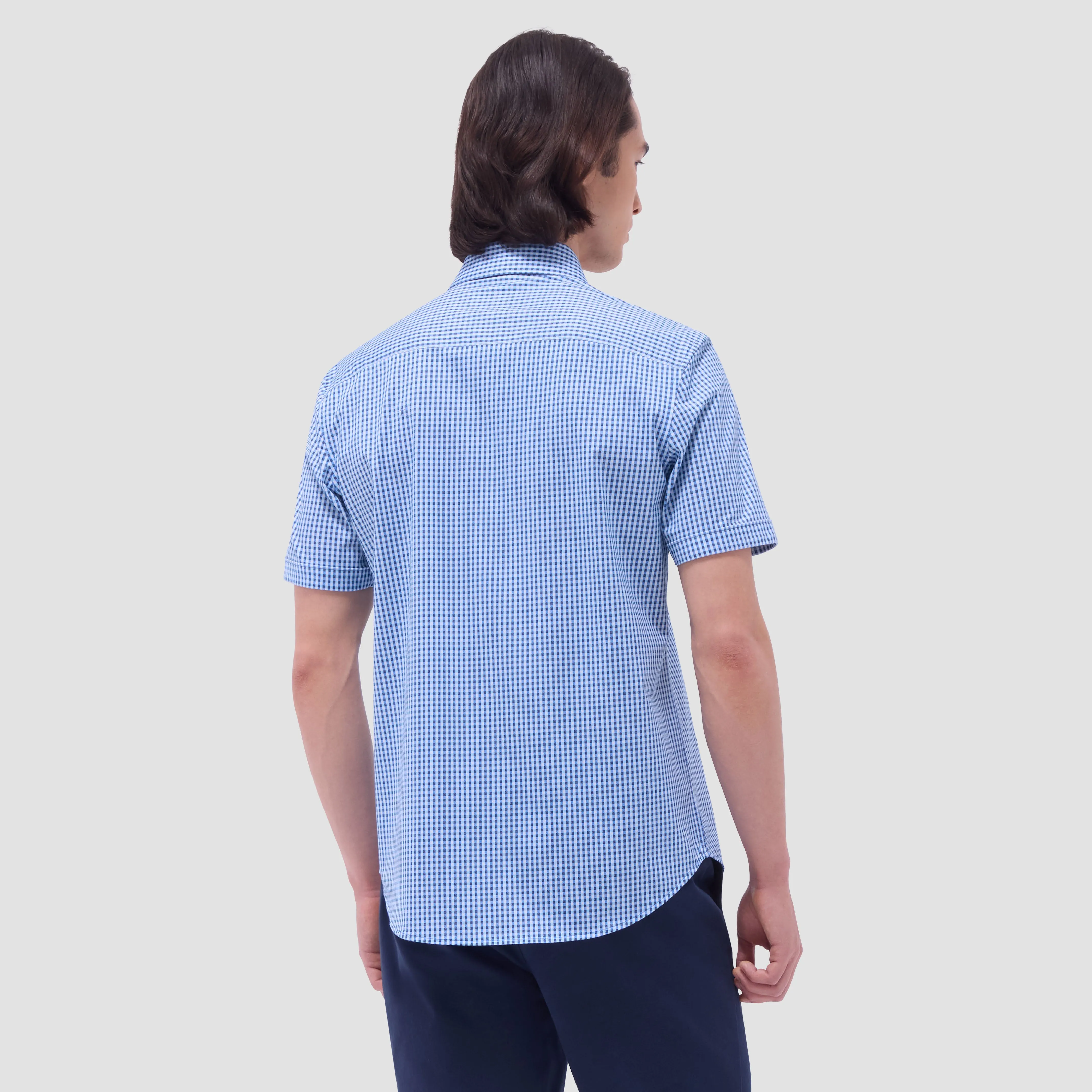 Miles Gingham Check OoohCotton Short-Sleeve Shirt sold by Bugatchi product image thumbnail 4