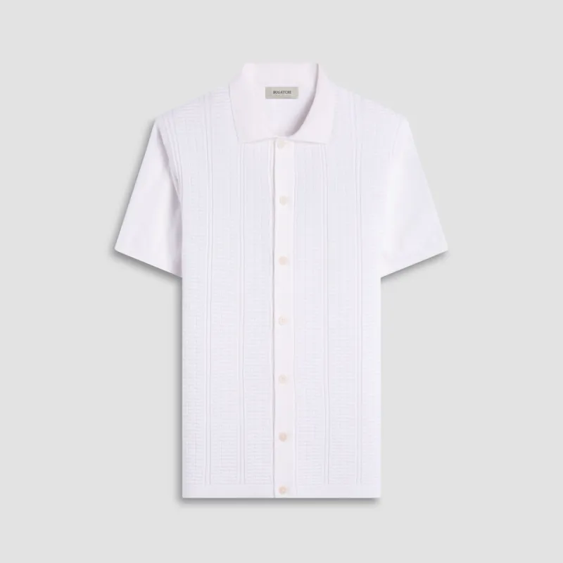 Textured Chevron Short Sleeve Knit Shirt sold by Bugatchi