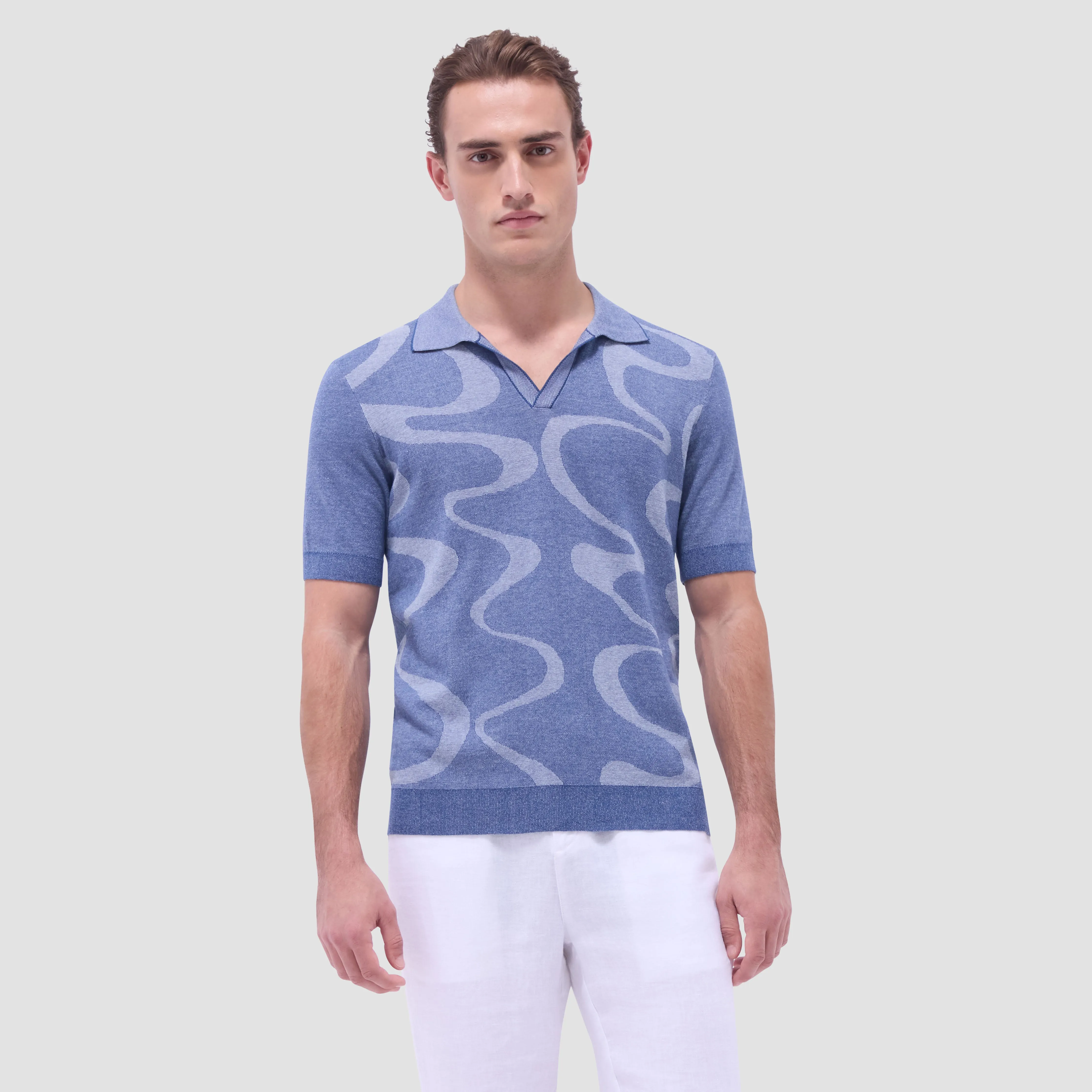 Abstract Knit Short Sleeve Johnny Sweater sold by Bugatchi product image thumbnail 3