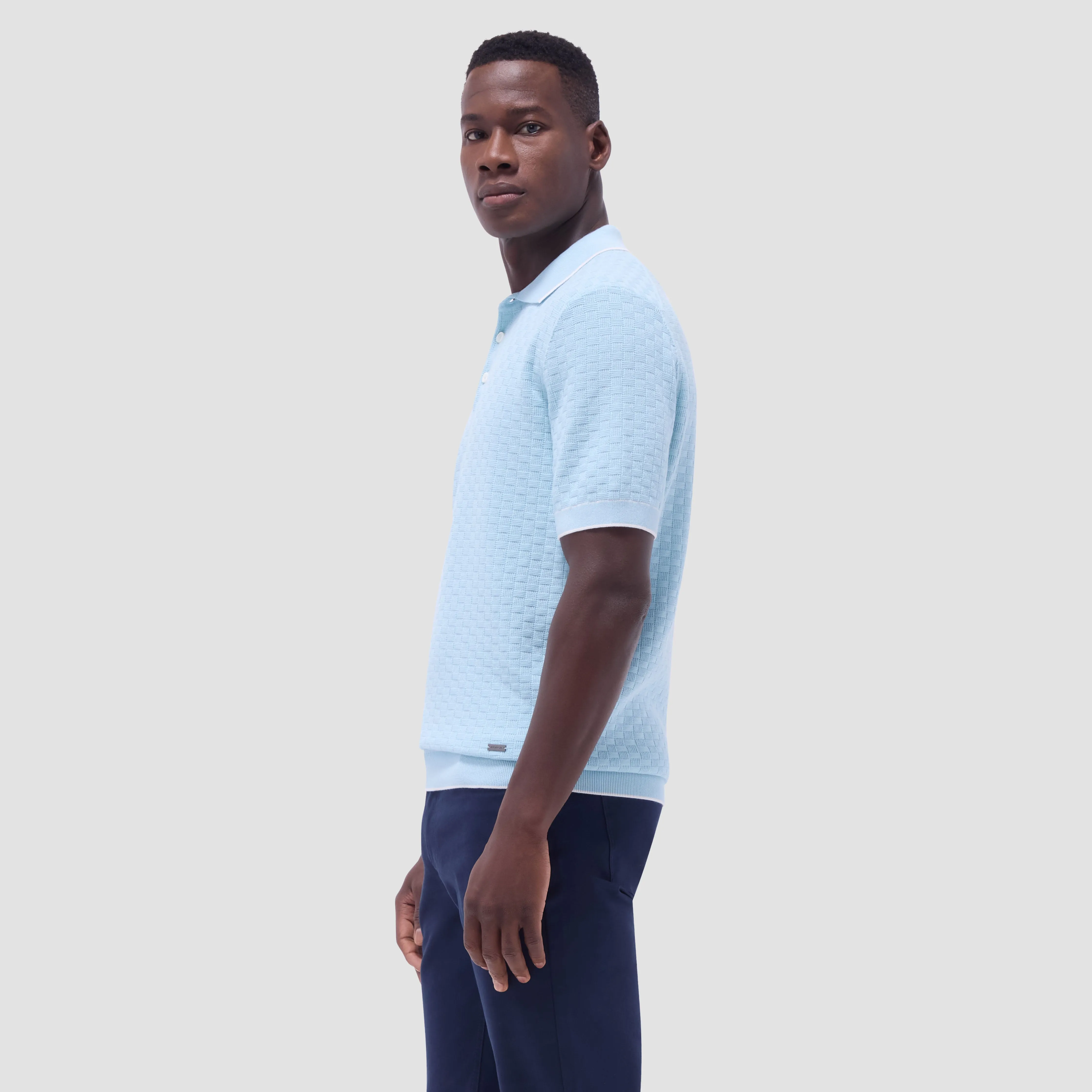 Basket Stitch Three Button Polo Sweater sold by Bugatchi product image thumbnail 3