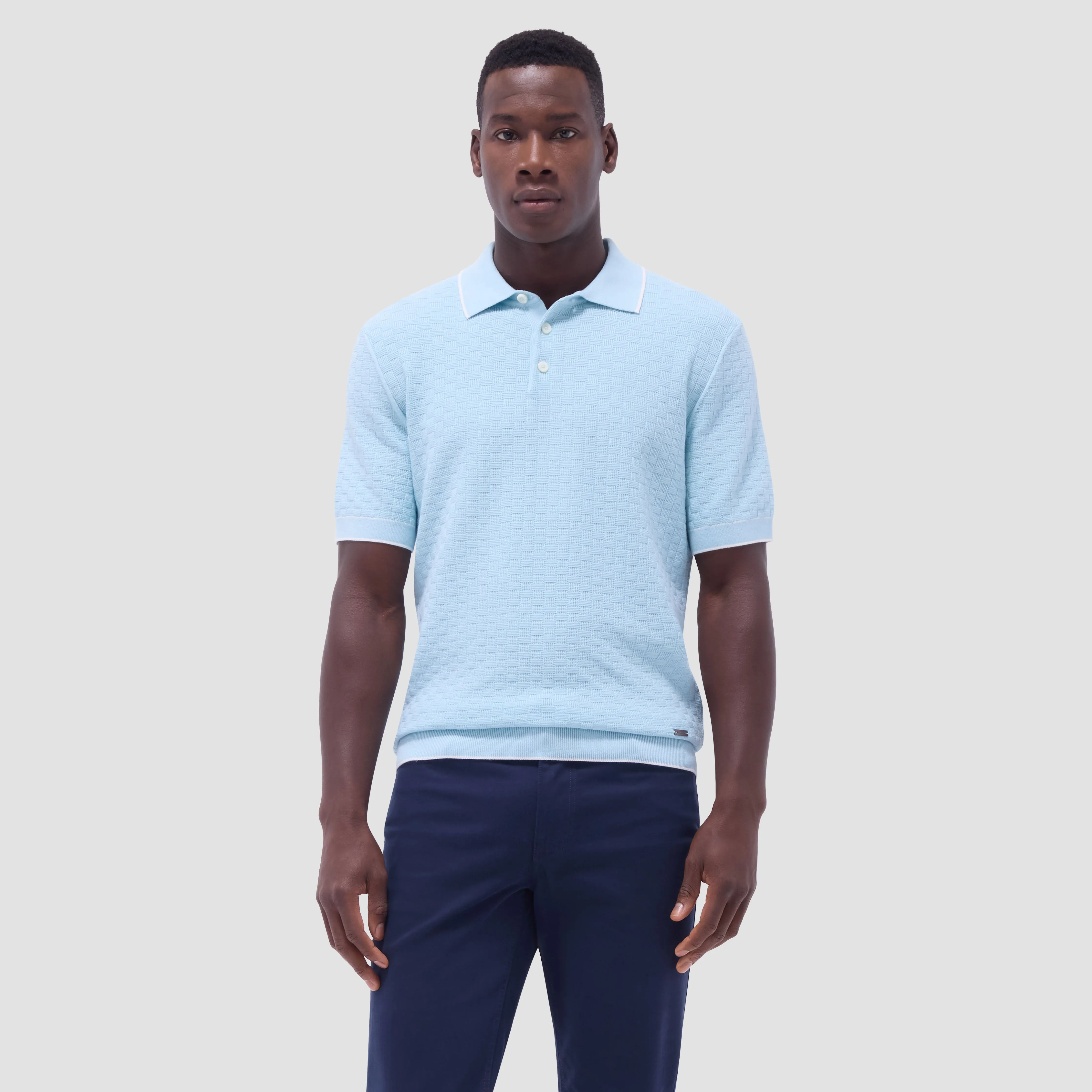 Basket Stitch Three Button Polo Sweater sold by Bugatchi product image thumbnail 2