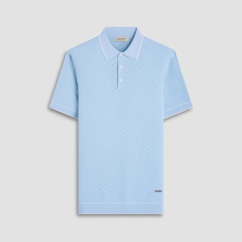 Basket Stitch Three Button Polo Sweater sold by Bugatchi