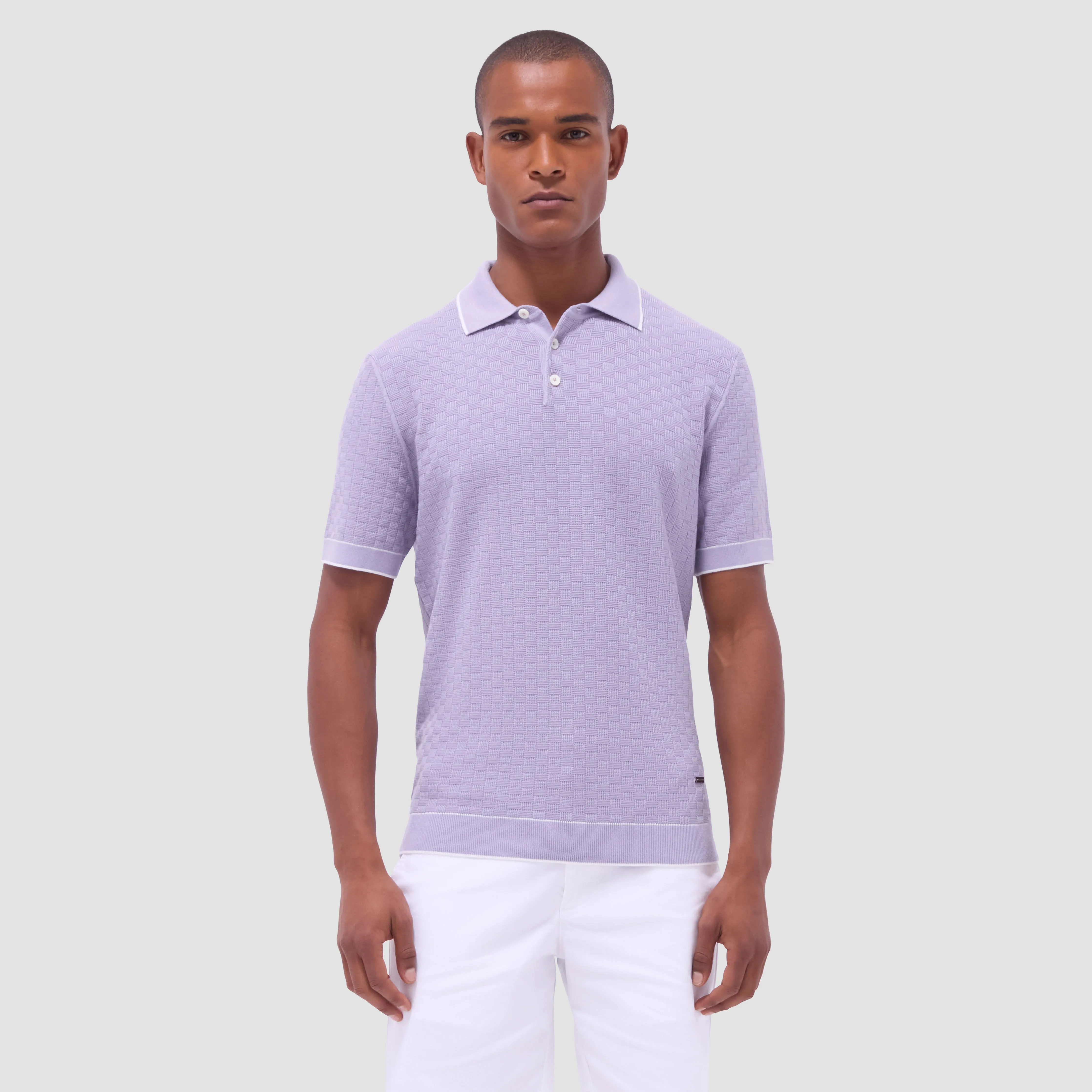Basket Stitch Three Button Polo Sweater sold by Bugatchi product image thumbnail 2