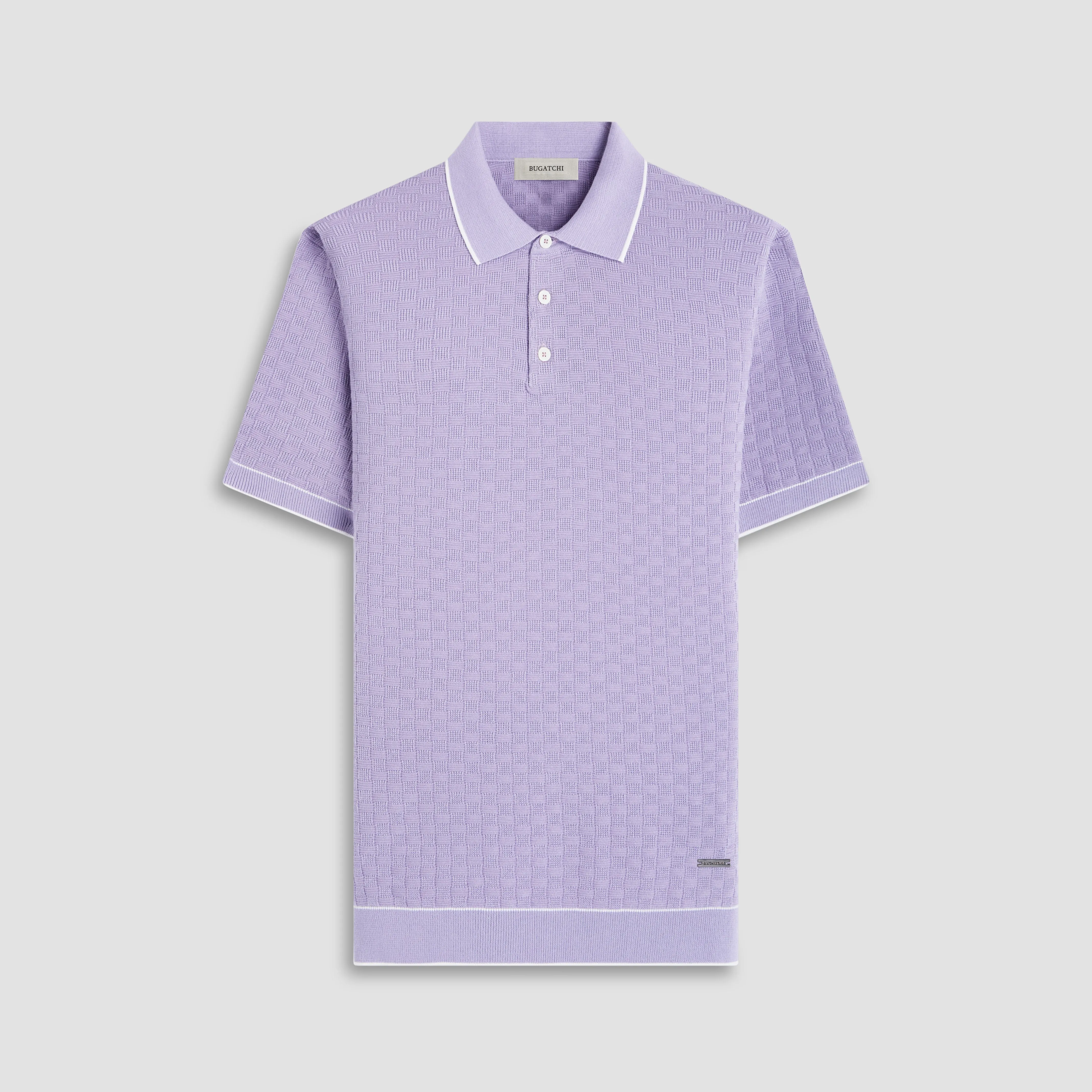 Basket Stitch Three Button Polo Sweater sold by Bugatchi