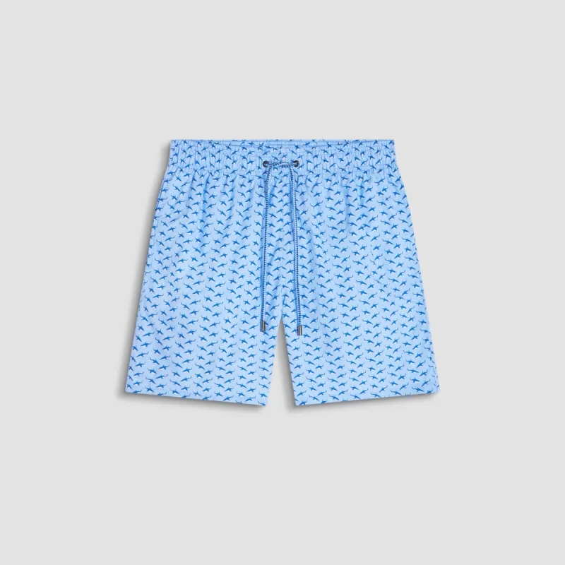 Cosmo Fish Print Swim Trunks made by Bugatchi
