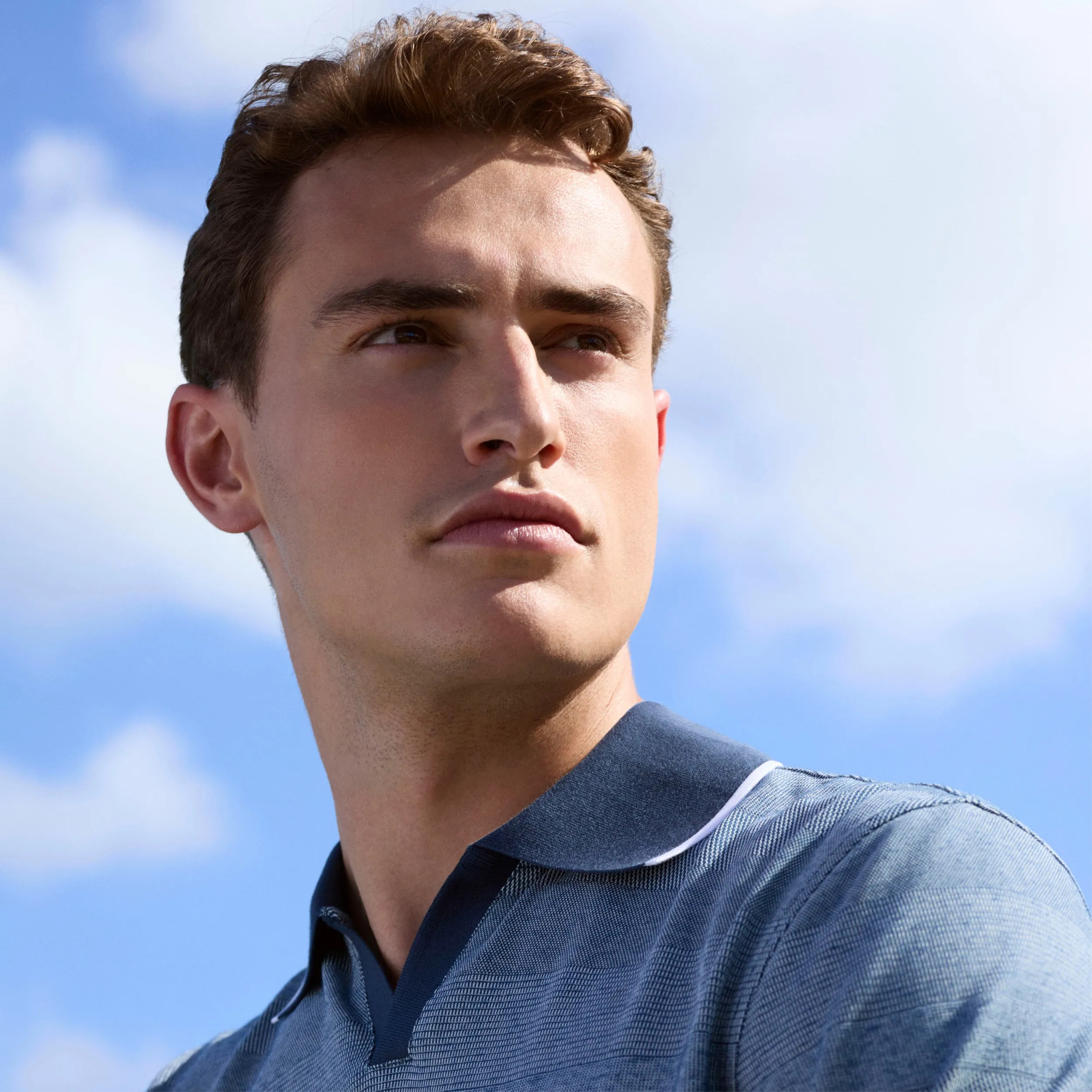 Mixed Media Johnny Collar Polo Shirt sold by Bugatchi